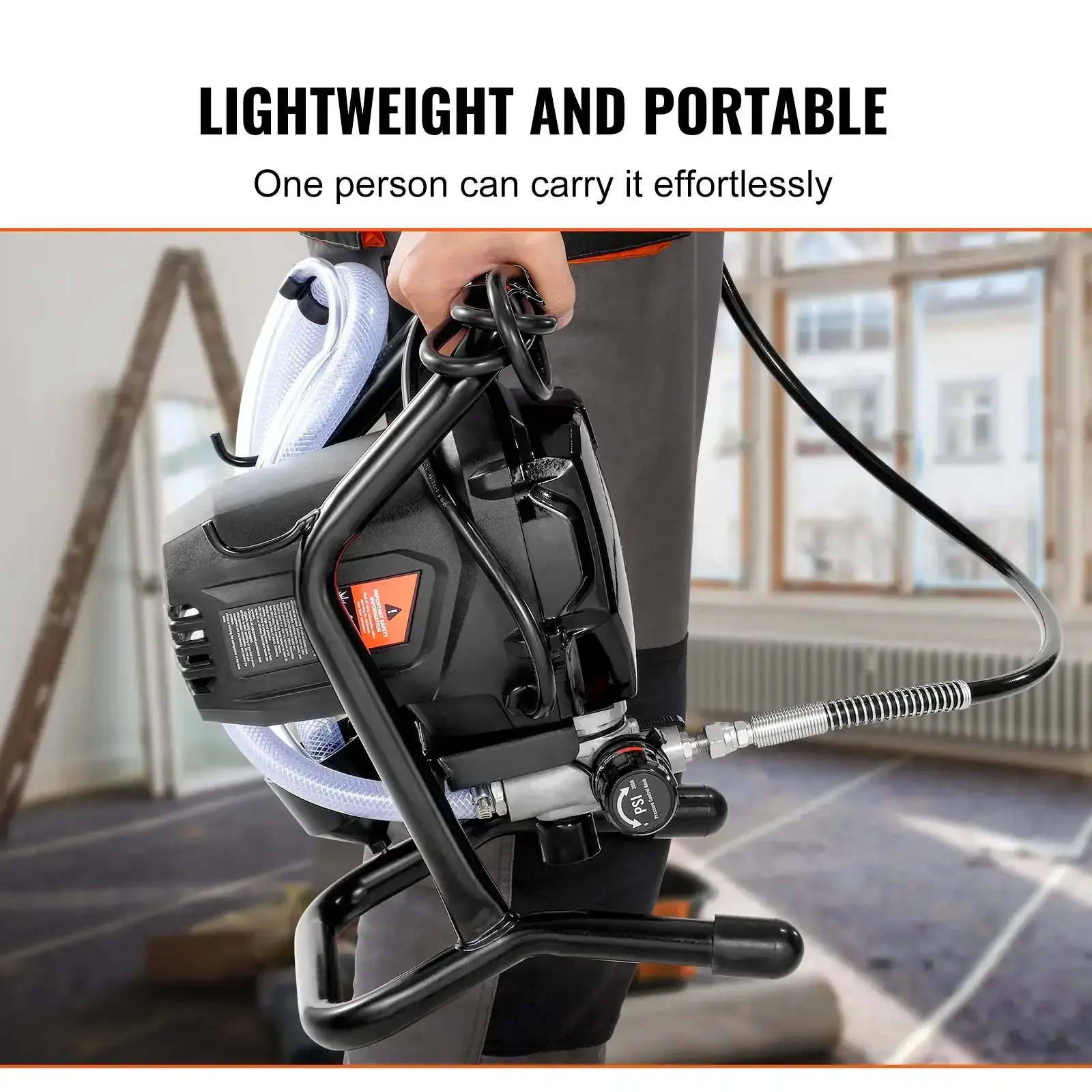3000PSI High Pressure Airless Paint Sprayer, 750W Handheld Painting Machine with Hose, Stand Type Paint Gun for Interior Exterior Wall Furniture Fences