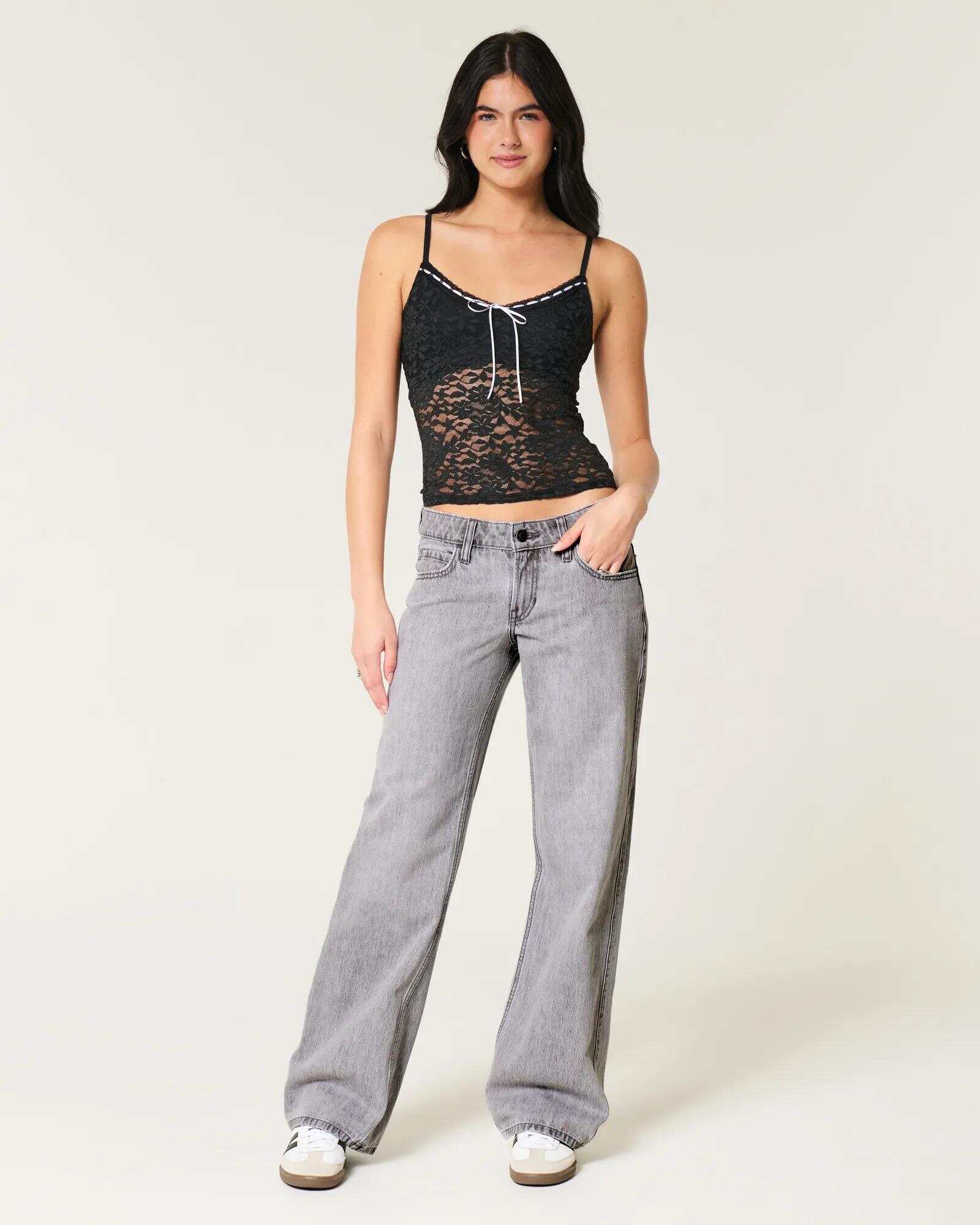Low-Rise Dark Wash Baggy Jeans
