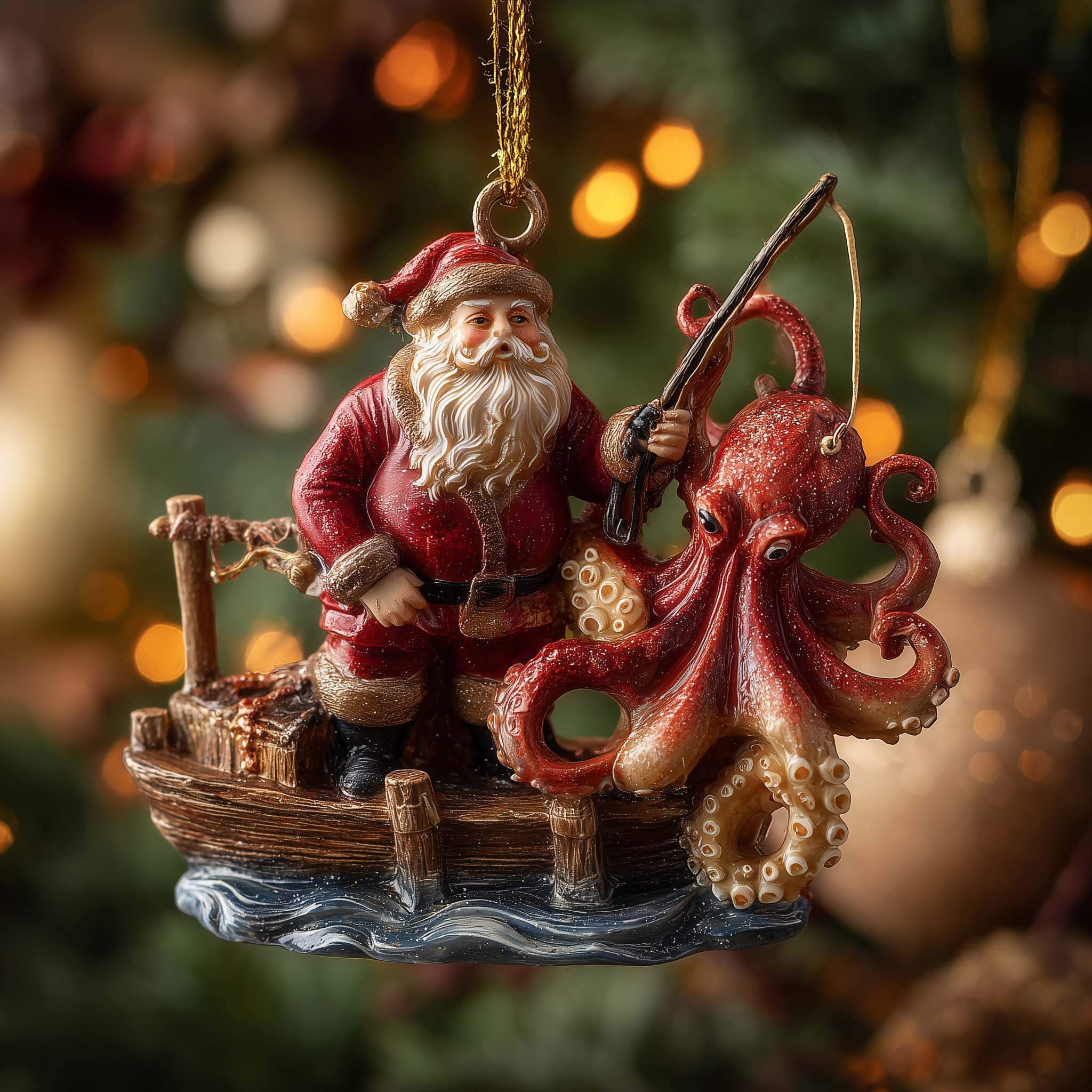 Fishing Santa Ornament Collection