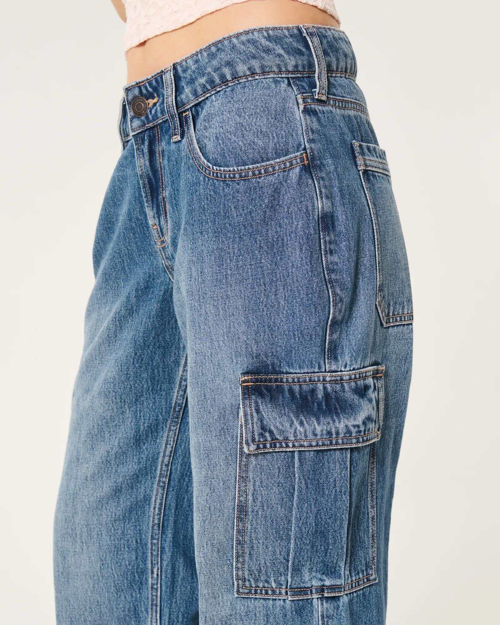 Low-Rise Dark Wash Baggy Jeans