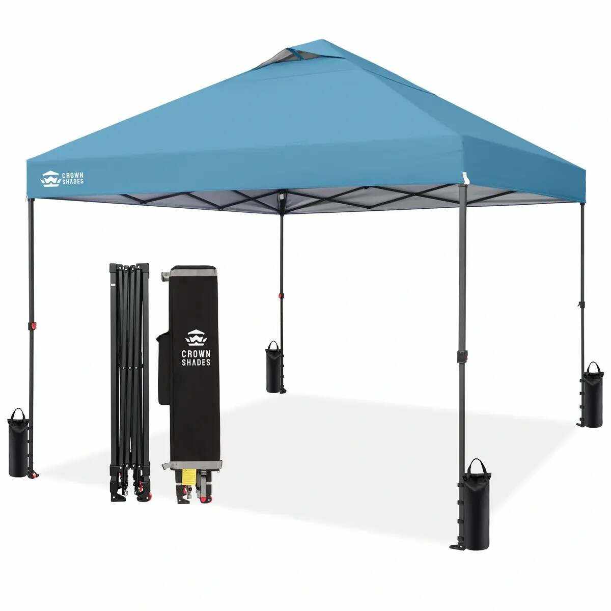 10x10 Pop Up Canopy - Patented Center Lock One Push Instant Outdoor Canopy Beach Tent with STO-N-Go Bag 8 Stakes & 4 Sand Bags