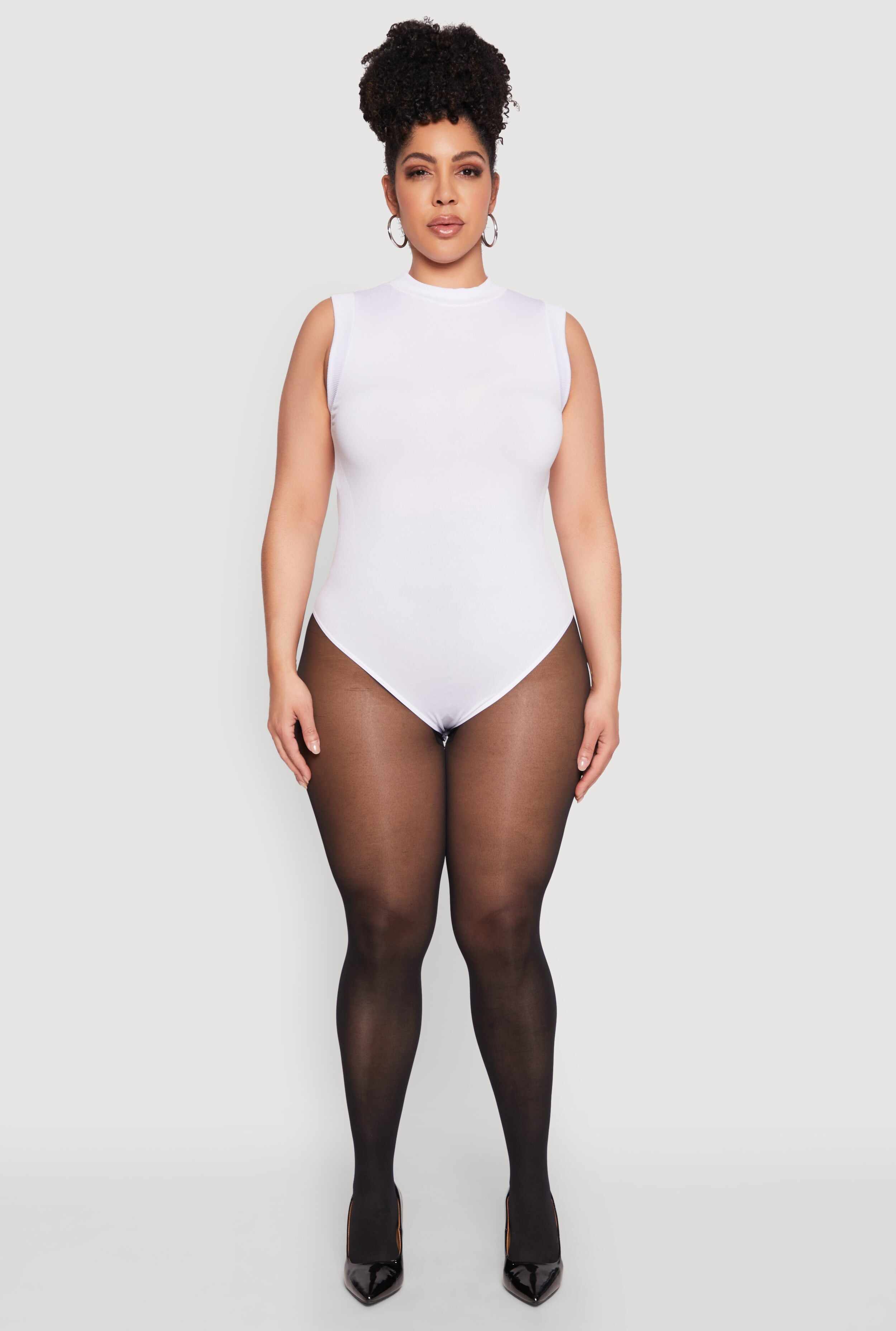 Plus Size Seamless Mock Neck Sleeveless Bodysuit