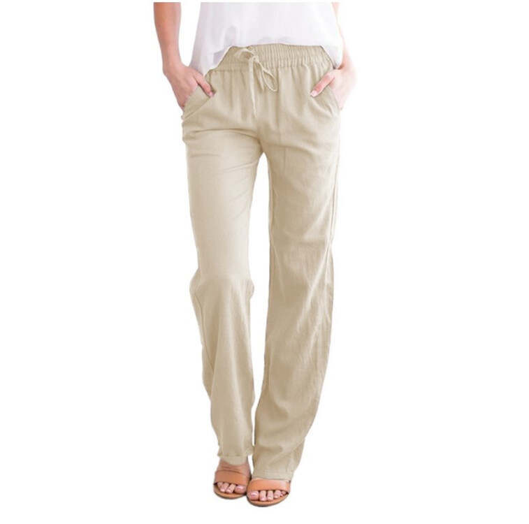 Solid Color Loose Drawcord Casual Wide Leg Pants