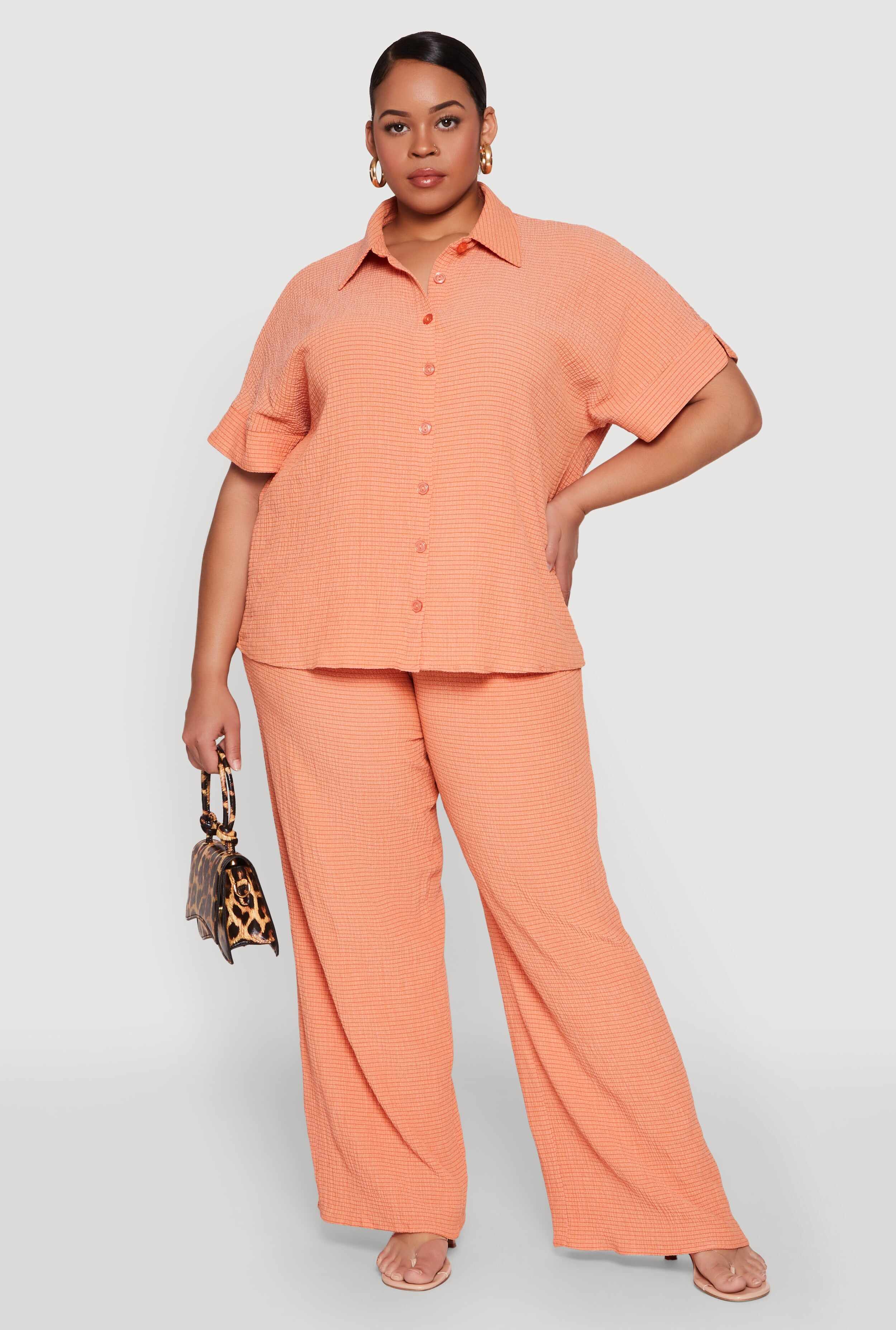 Plus Size Textured Knit Shirt