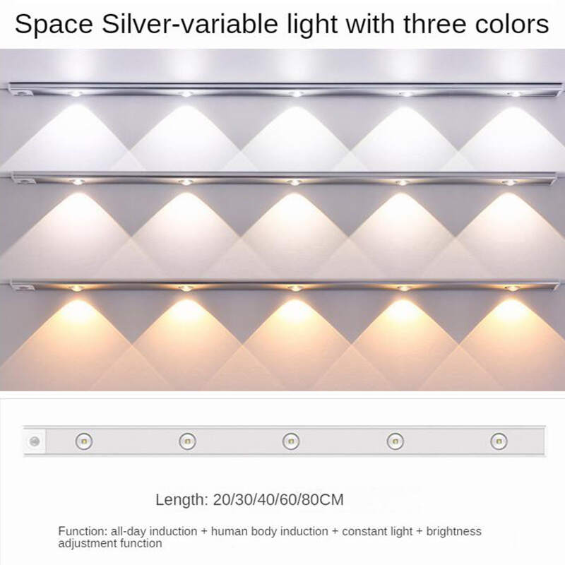 1pc Ultra-thin LED Human Body Sensor Light Rechargeable Cabinet Light Strip