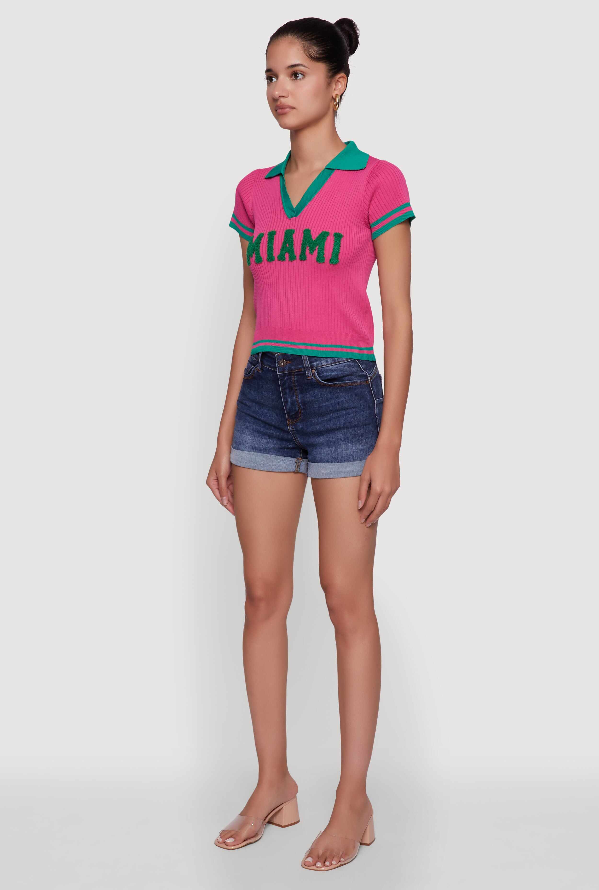 Miami Graphic Varsity Stripe Polo Shirt