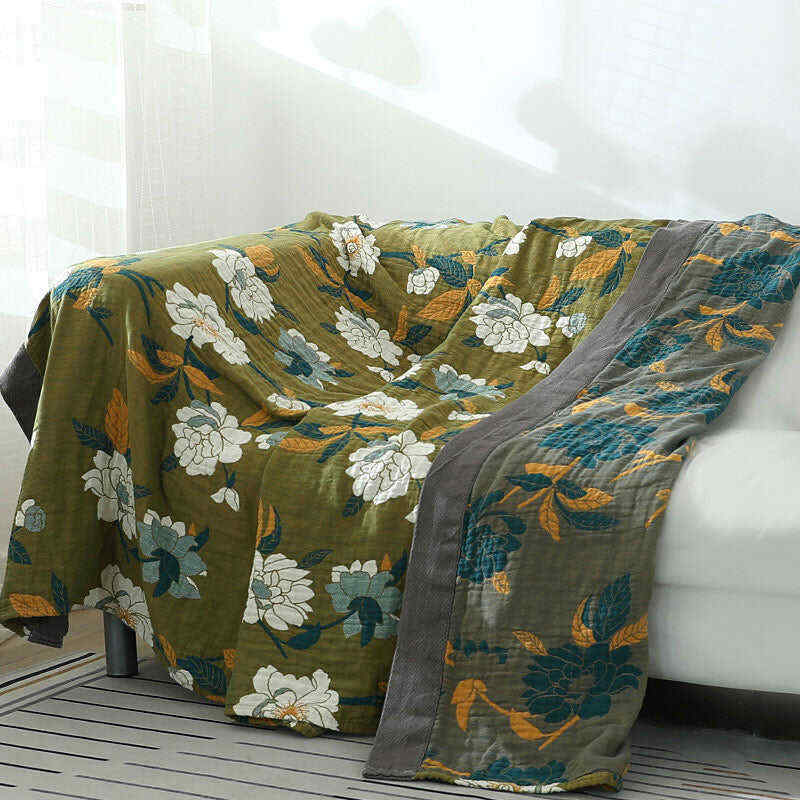 Cotton Flower Reversible Blanket Couch Cover