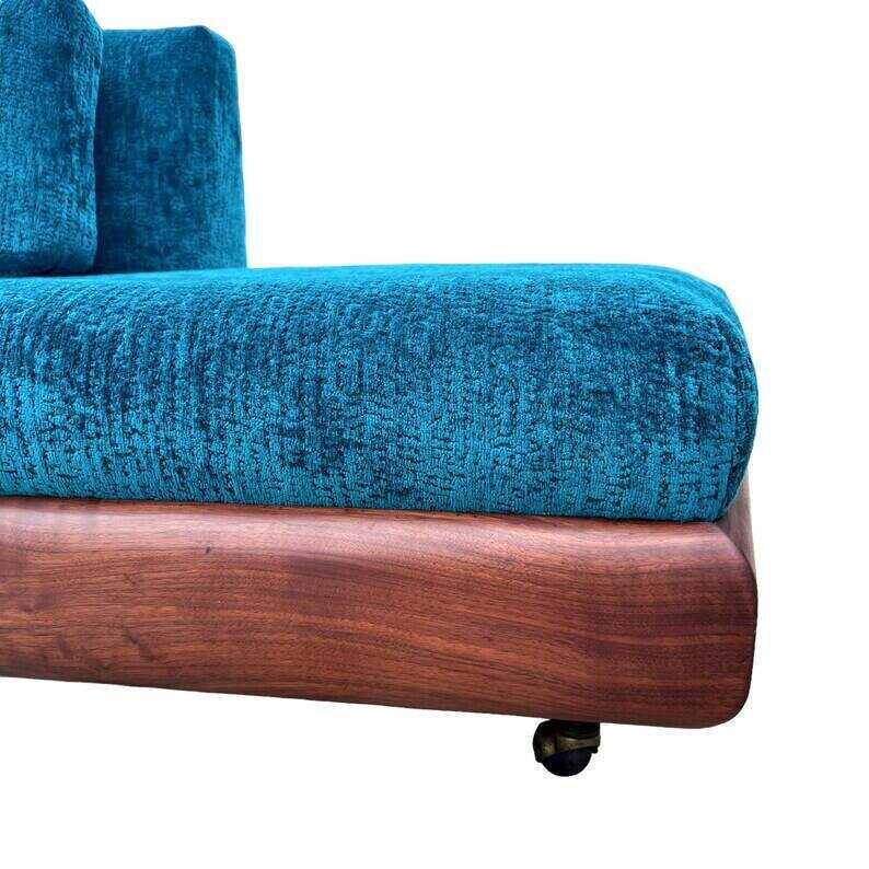 Vintage Re-Upholstered Mid-Century Boomerang Sofa Craft Associates Teal
