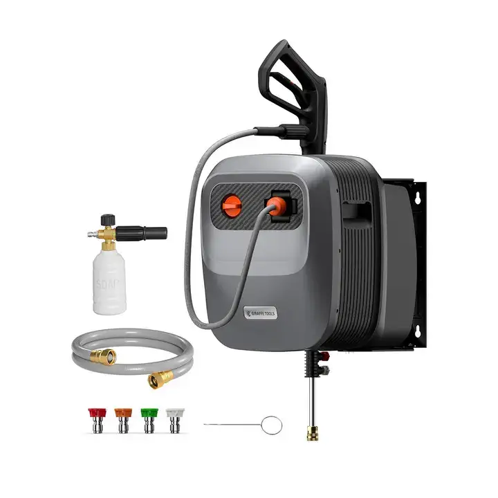 Retractable Pressure Washer G20 2400 PSI 2.0 GPM with 65FT Hose Reel, 4 Nozzles for Floor, Cars, Patios & More