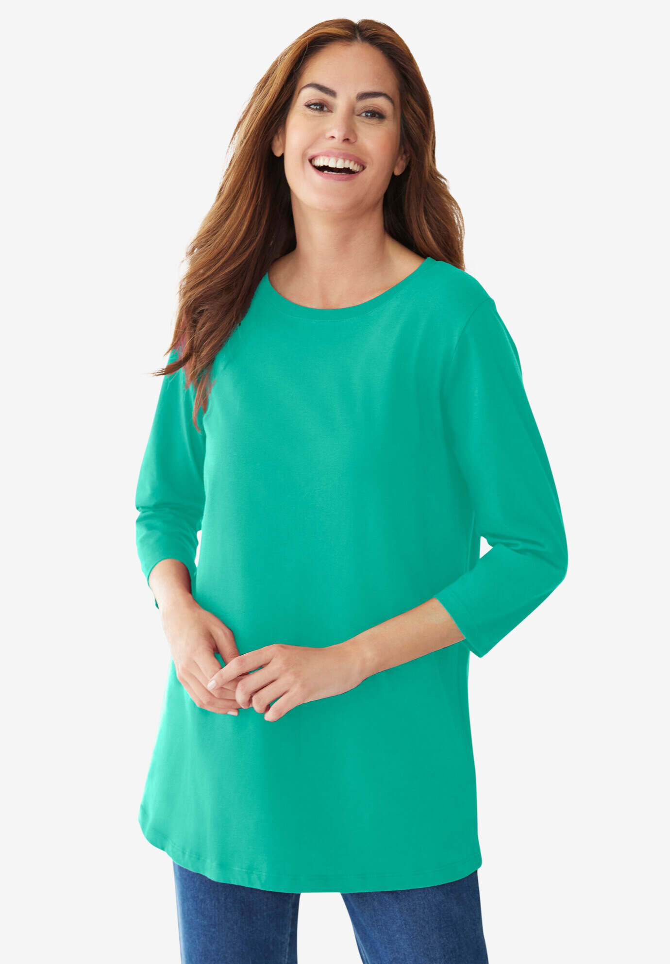 Perfect Three-Quarter Sleeve Crewneck Tee