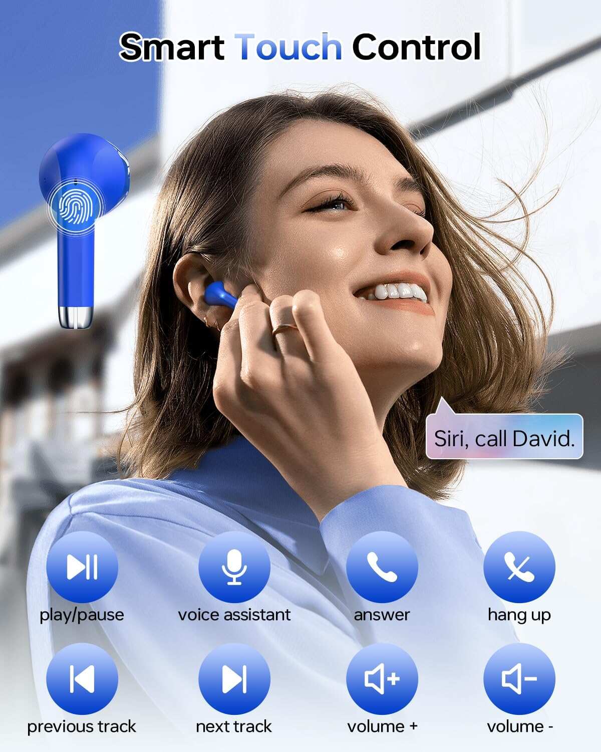 Wireless Earbuds, Bluetooth 5.3 Headphones 40Hrs Playtime with Charging Case, IPX5 Waterproof Stereo in-Ear Earphones with Microphone for iOS Android Cell Phone Sports Workout, Black