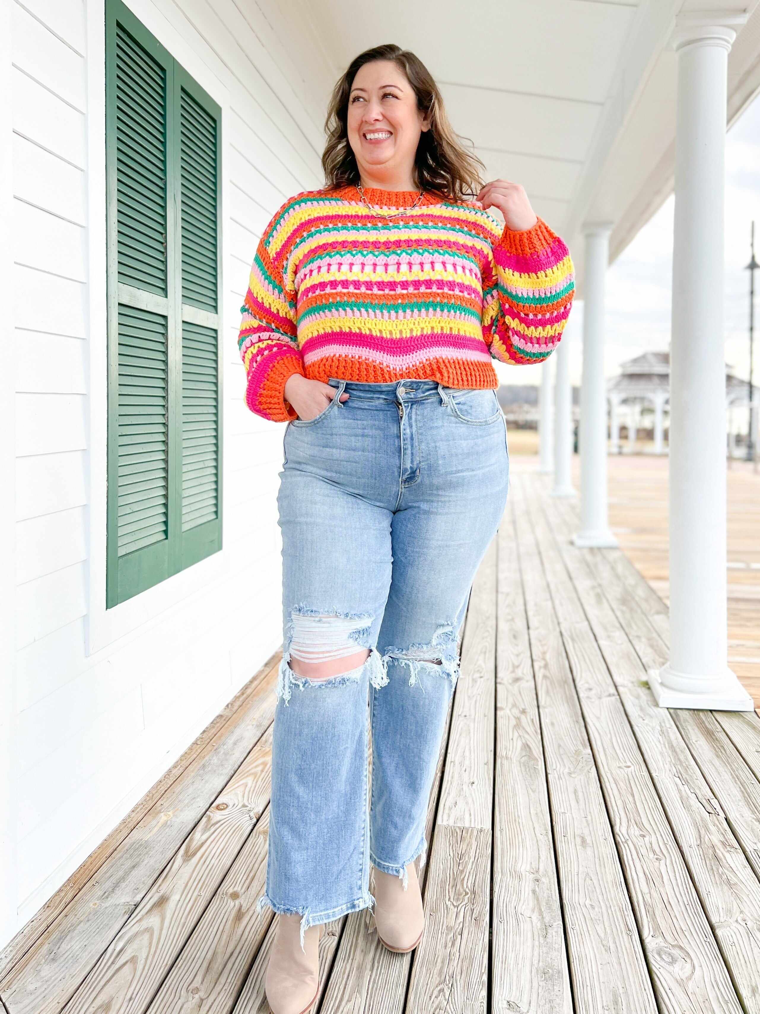 🔥Hot Sales🔥Wonderwall High Rise 90s Destroyed Knee Straight Leg Jeans