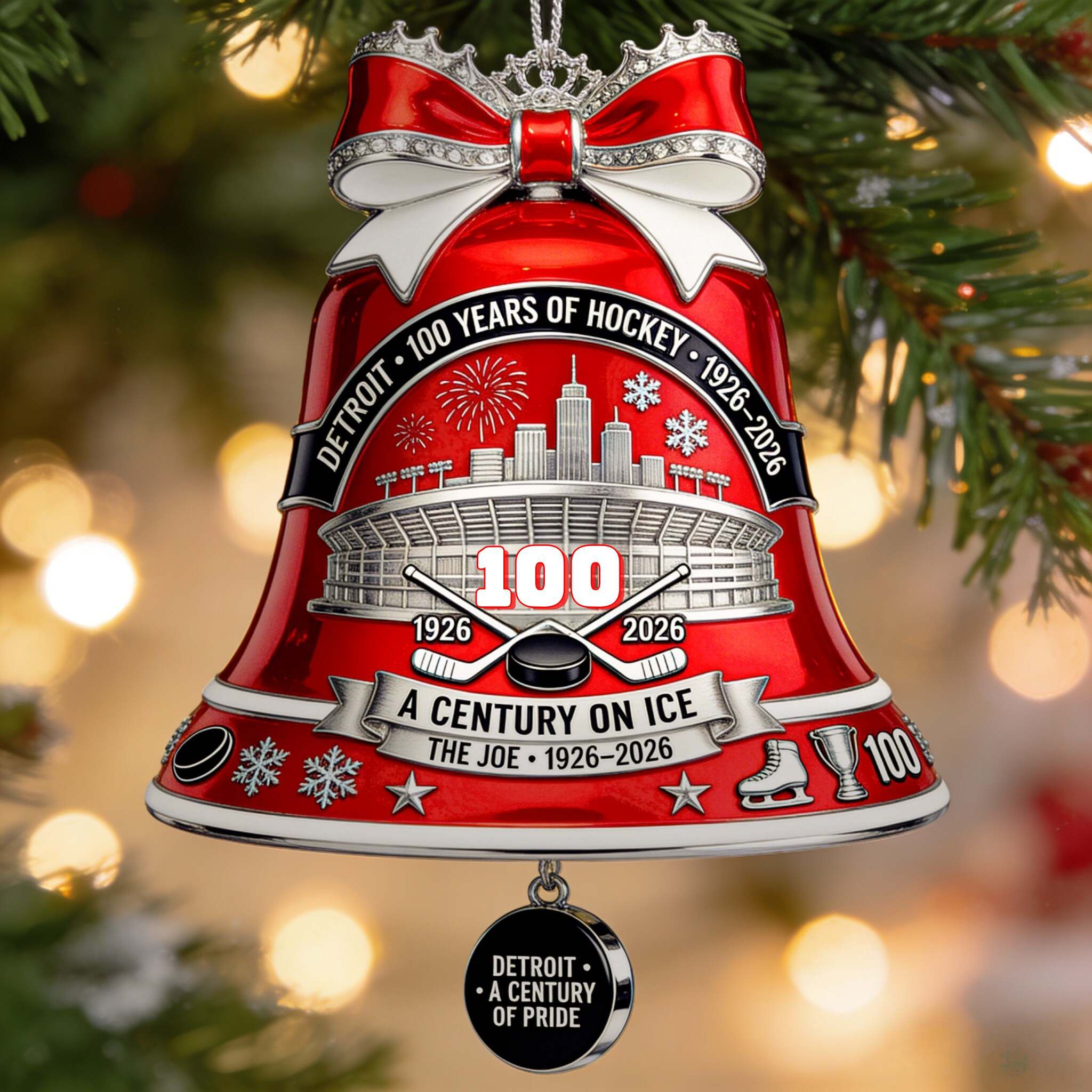 100th Anniversary Joe Louis Arena Bell Ornament