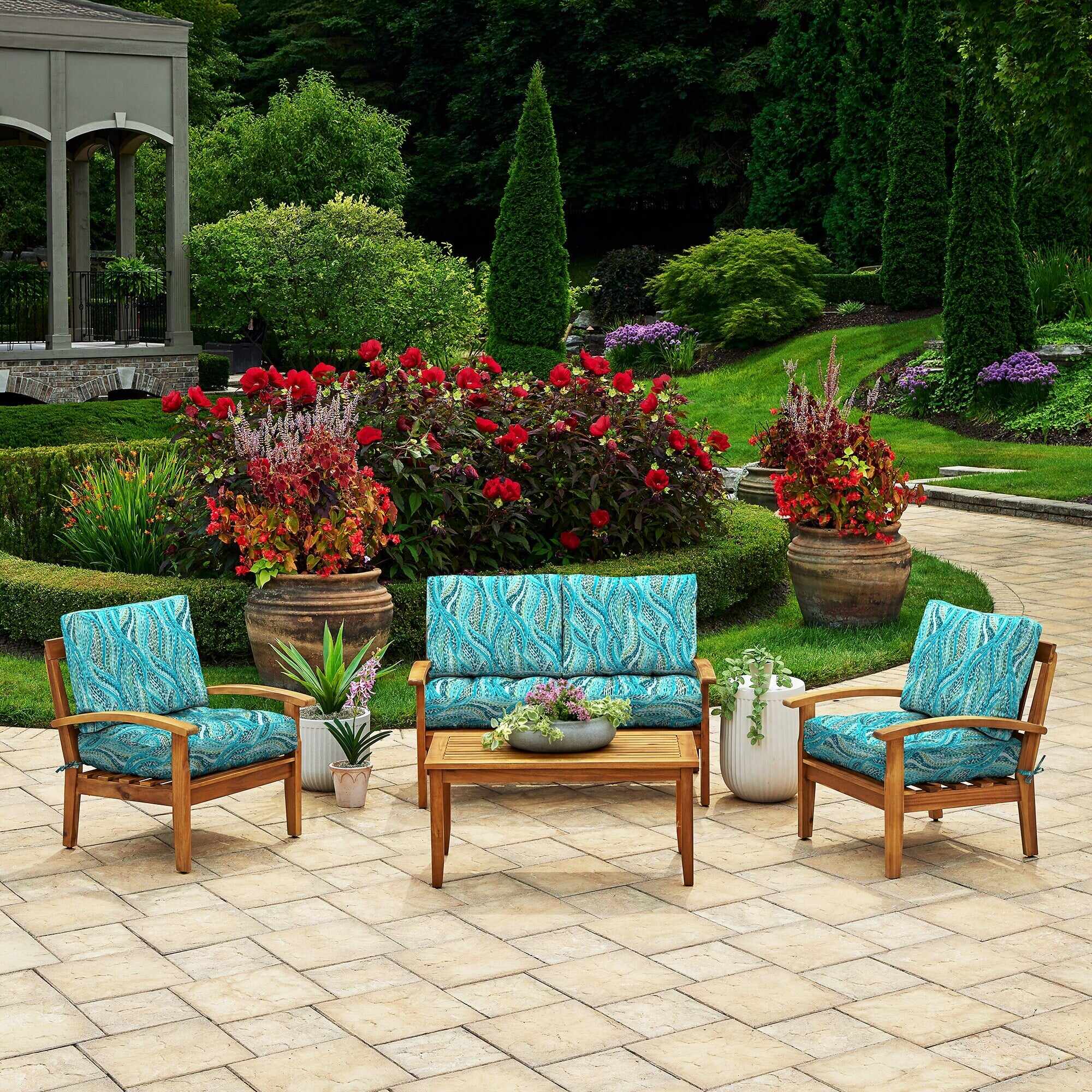 ARDEN Outdoor Plush Modern Tufted Blowfill Deep Seat Set, 24 x 24