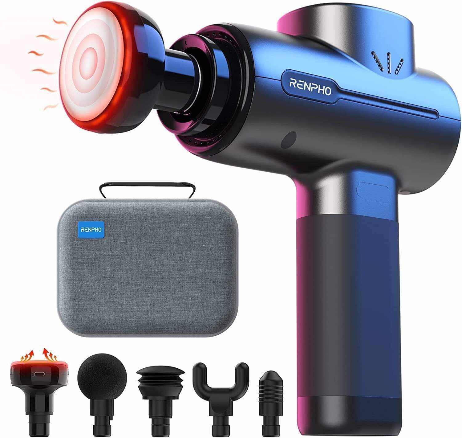 RENPHO Active Massage Gun Deep Tissue Muscle, Powerful Percussion Massage Gun, Portable Back Massager Gun for Athletes for Pain Relief, Electric Back Massagers, Handheld Massager Carry Case