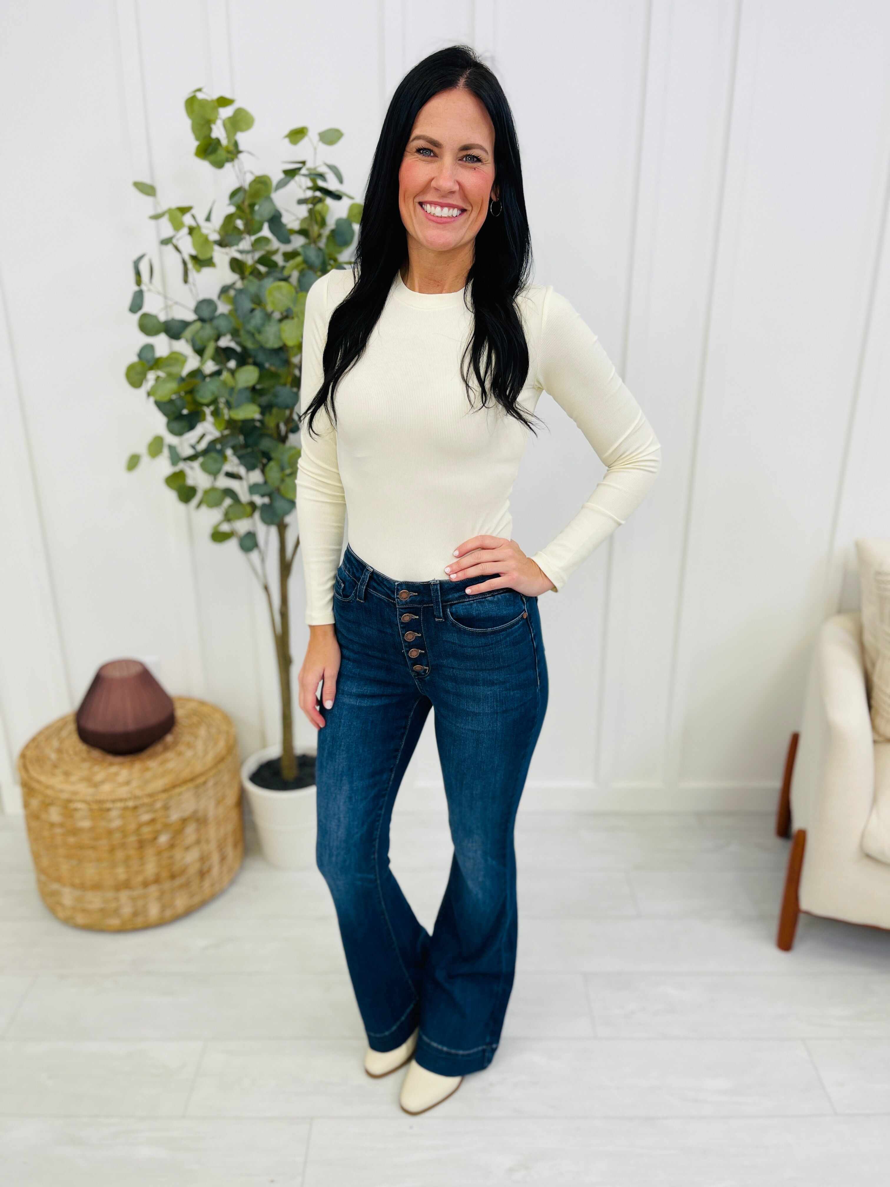 REG/CURVY Flare Affair Button Fly Trouser Flare