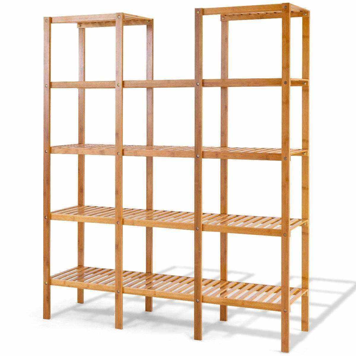 5 Tier Multifunctional Bamboo Shelf Rock Plant Display Stand (12 Pots)