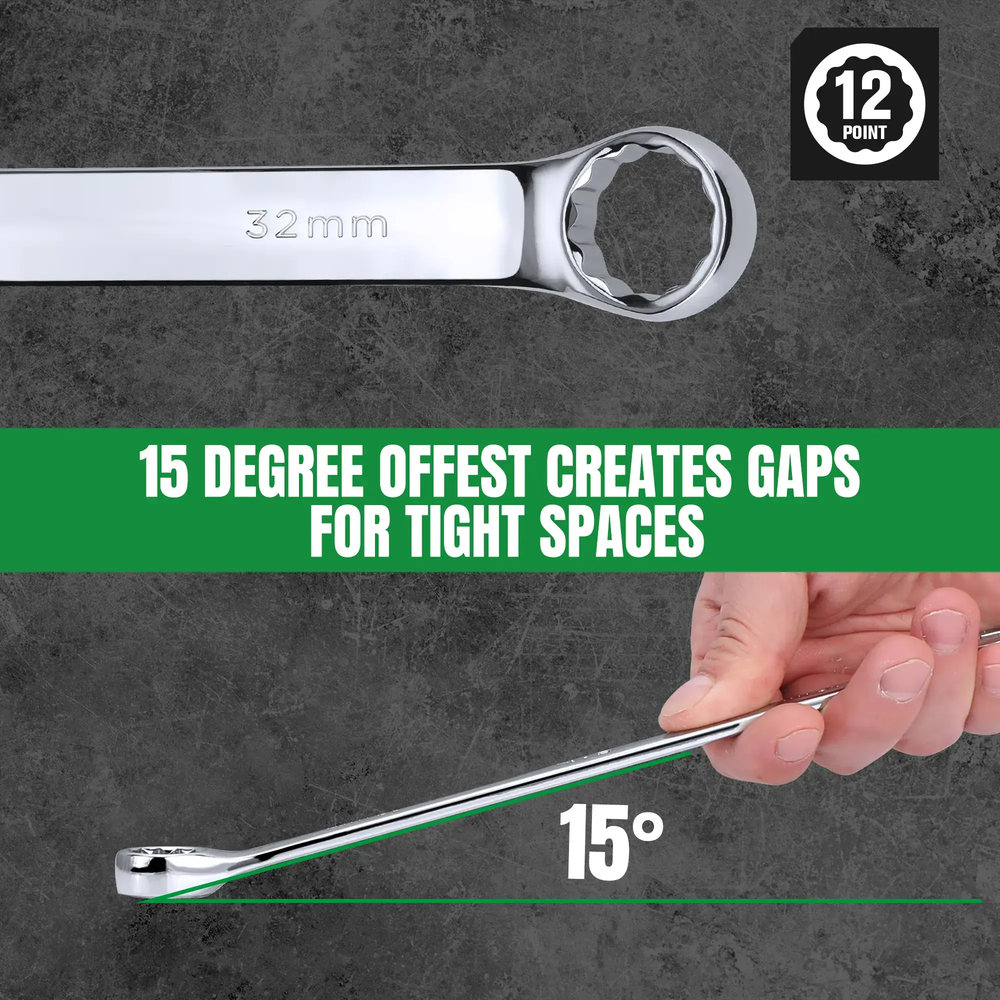 SK Combination Wrench Set, SAE & Metric, Finish, Premium CR-V Construction, with Rolling Pouch