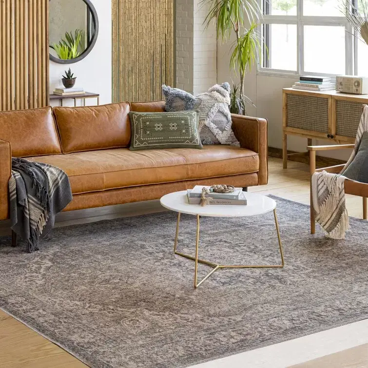 Bria Machine Washable Oriental Dusty Sage/Olive Area Rug