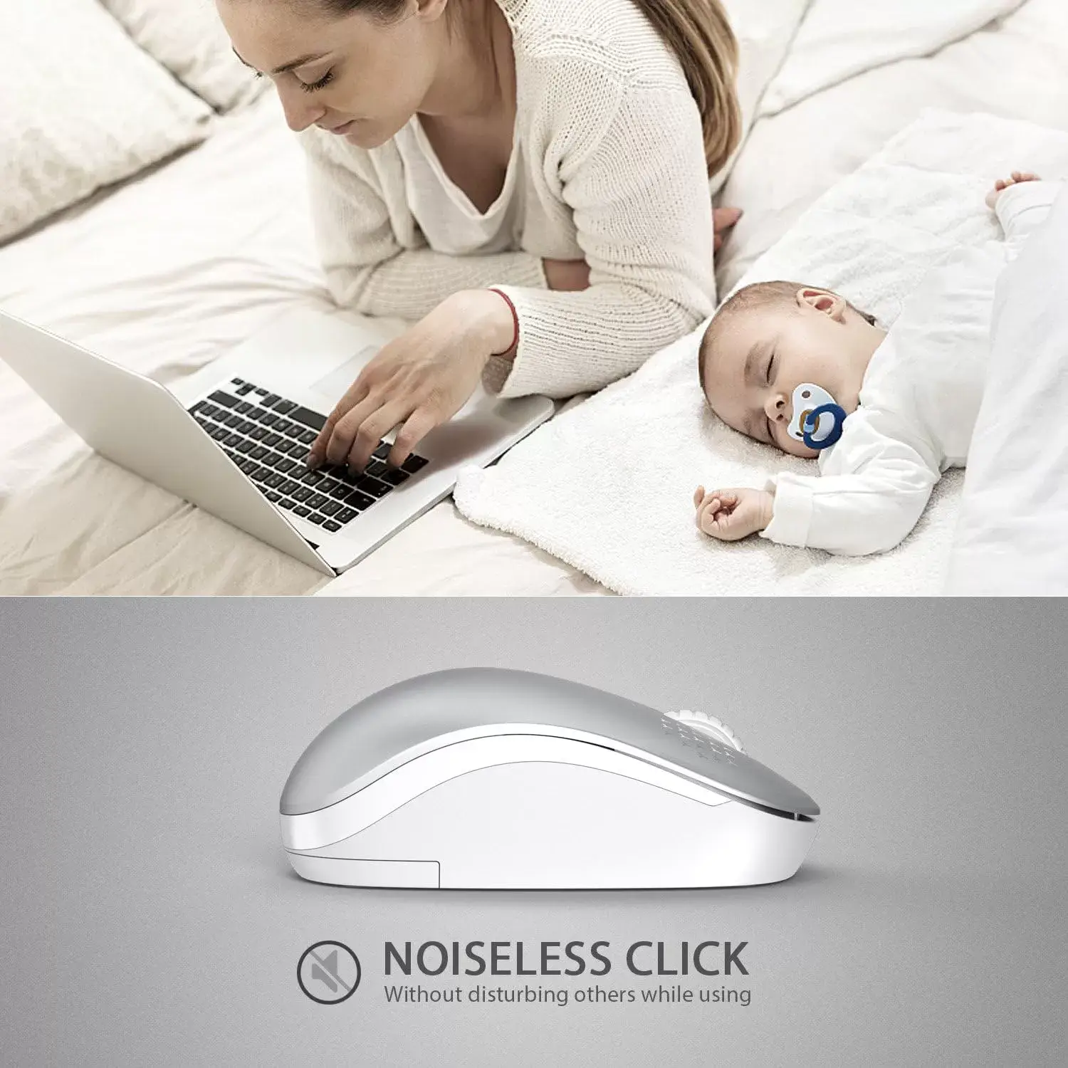 seenda Wireless Mouse, 2.4G Noiseless Mouse with USB Receiver - Portable Computer Mice for PC, Tablet, Laptop with Windows System - Mint Green