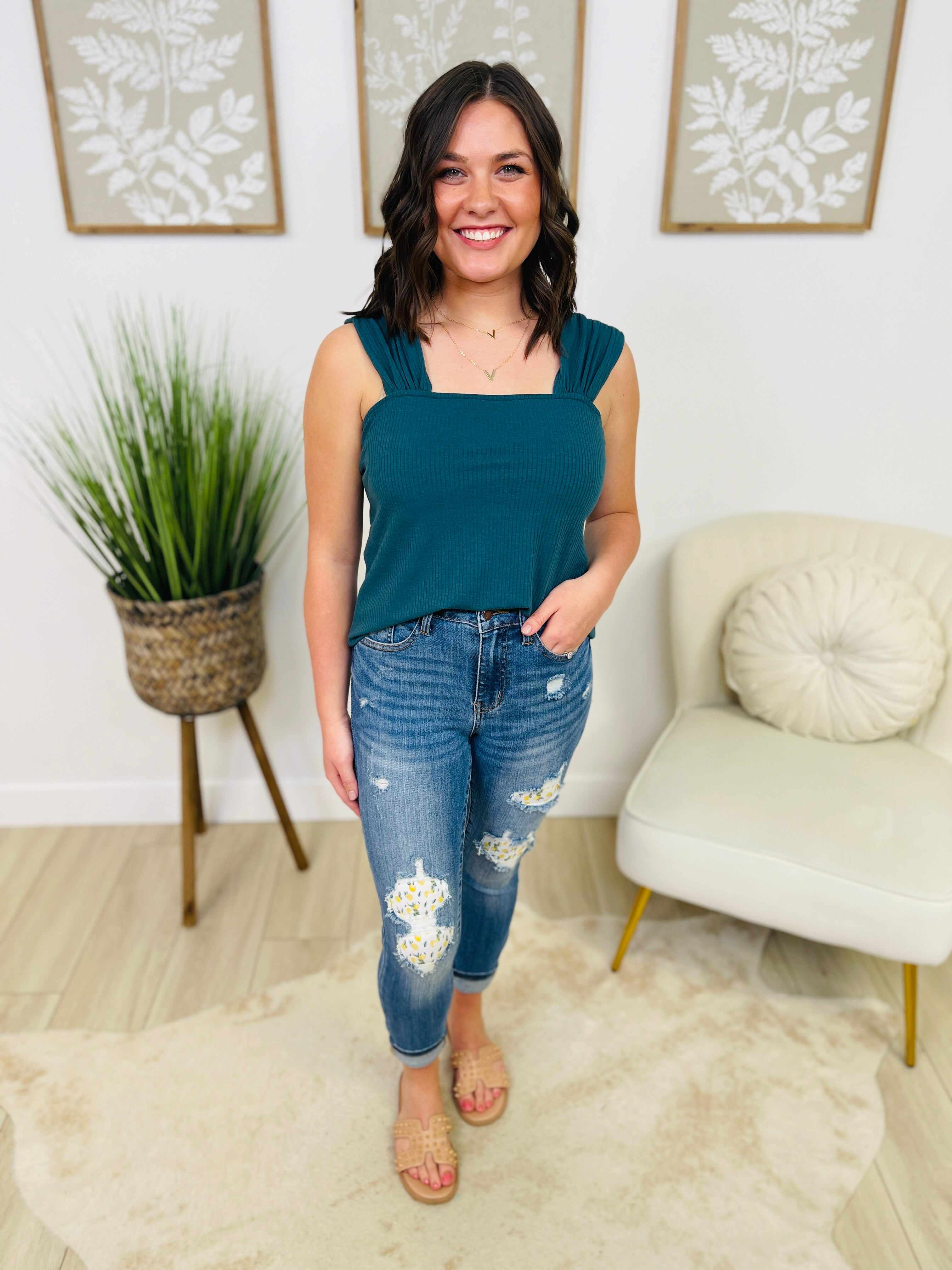 PLUS/REG You're My Main Squeeze Lemon Patch Skinny Jeans