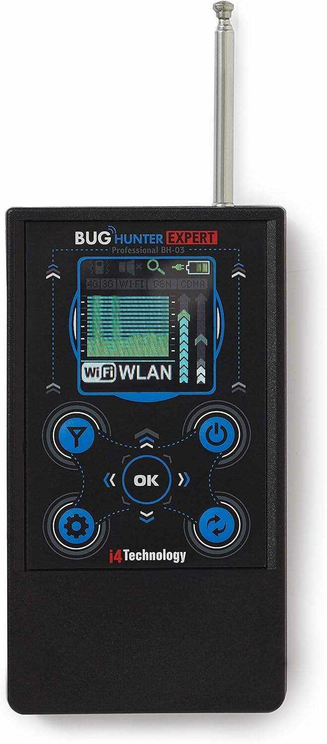 i4 Technology Anti Spy Bug Detector | Professional RF Signal Detector | High Sensitive Spy Bug Sweeper | Search for GPS Tracker, Mobile Phones, Wi-Fi, 3G, 4G, GSM BH-03 Expert | FCC, CE and ICES