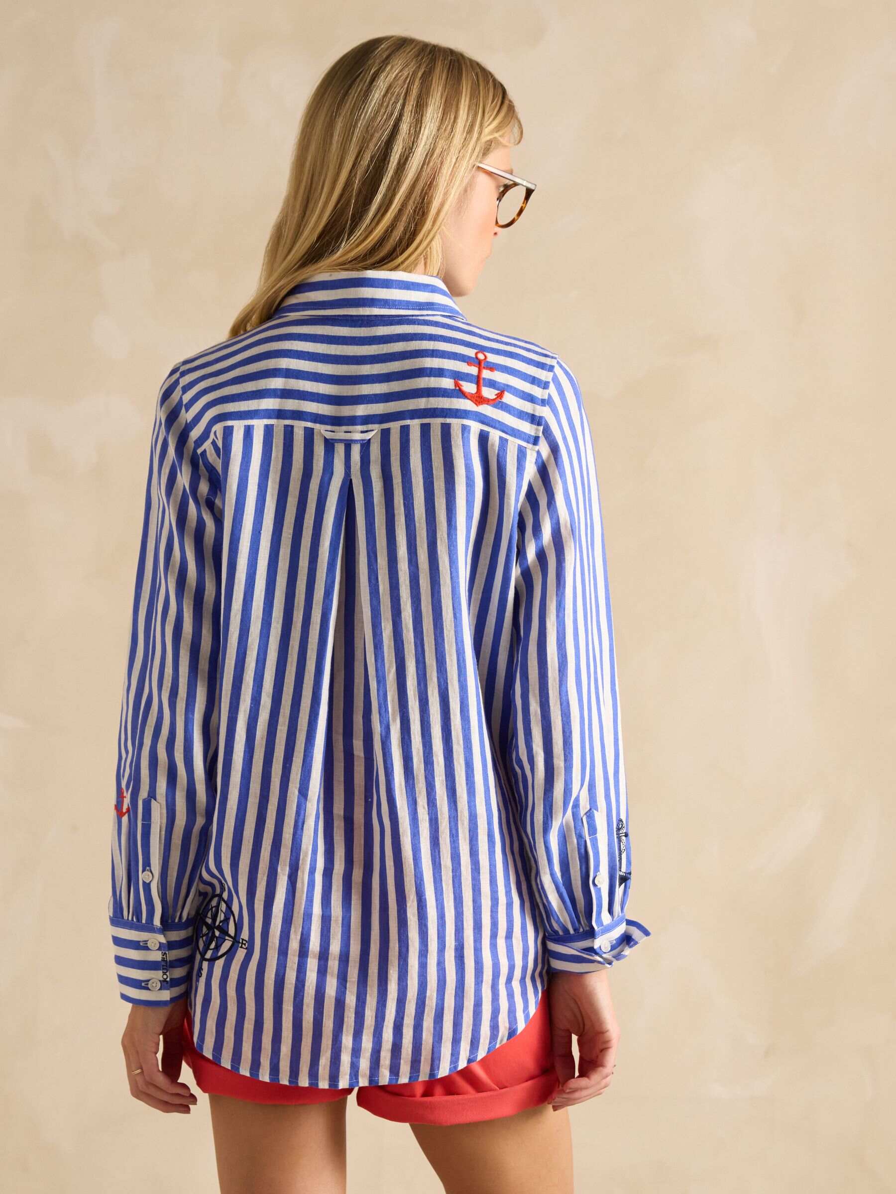Sail Away Blue Stripe Relaxed Fit 100% Linen Shirt