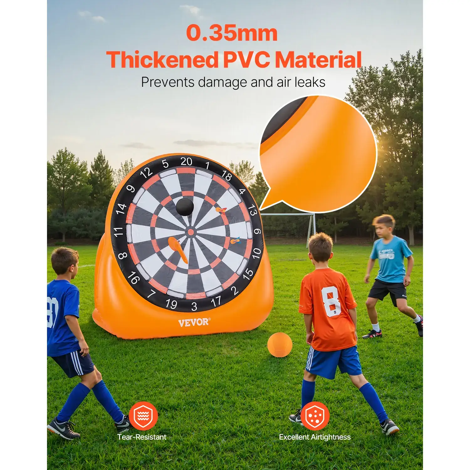 6ft Giant Inflatable Soccer Dart Board Game Set With Kick Balls, Darts, Axes & Air Pump, Quick Setup Backyard Yard Game For Family Camping
