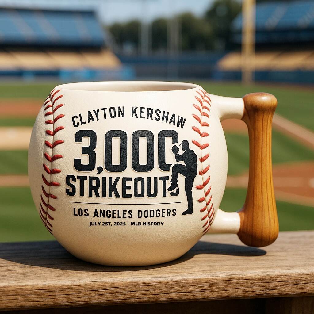 CLAYTON KERSHAW 3,000 Strikeouts Commemorative Baseball Mug