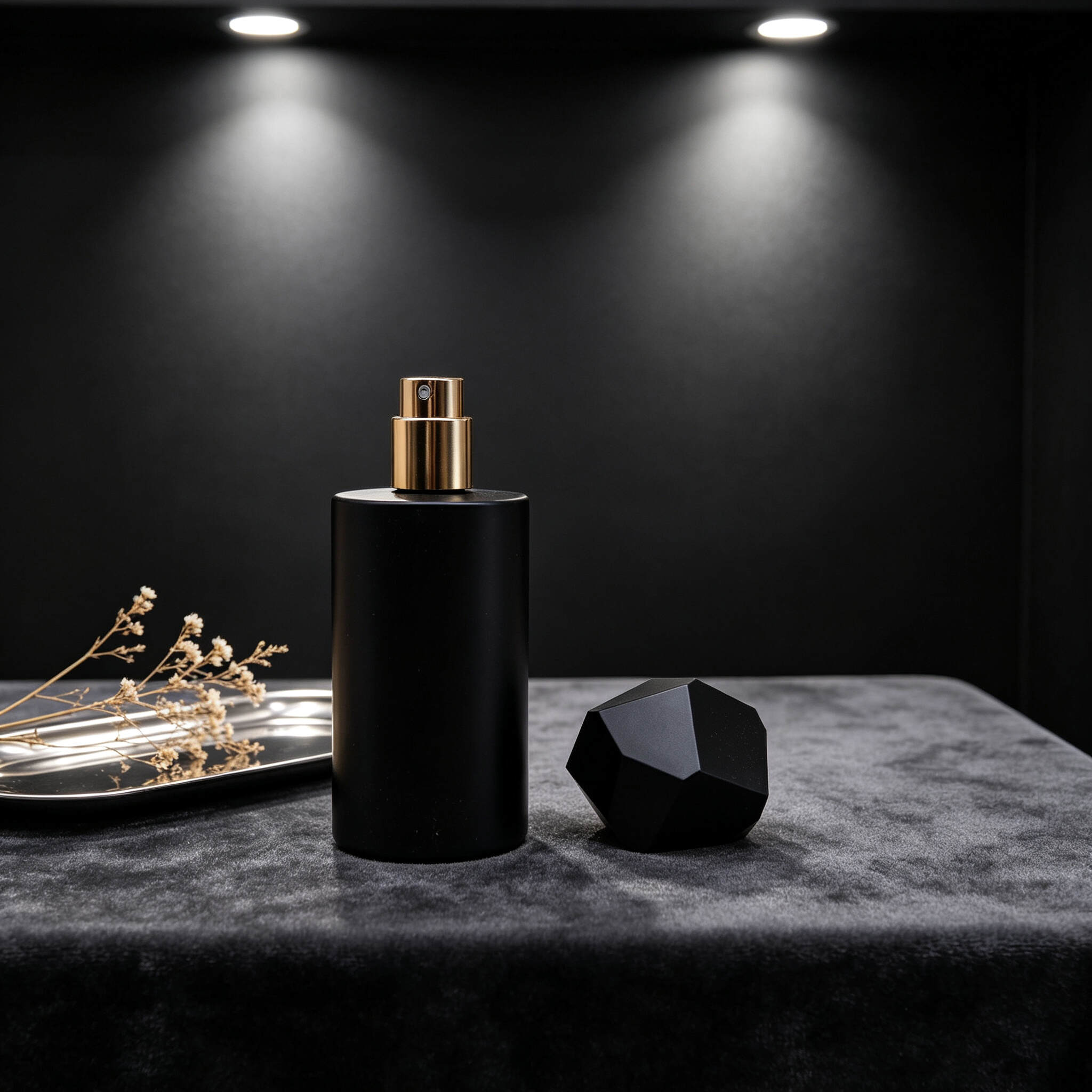 Matte Black Cylinder Refillable Perfume Bottle