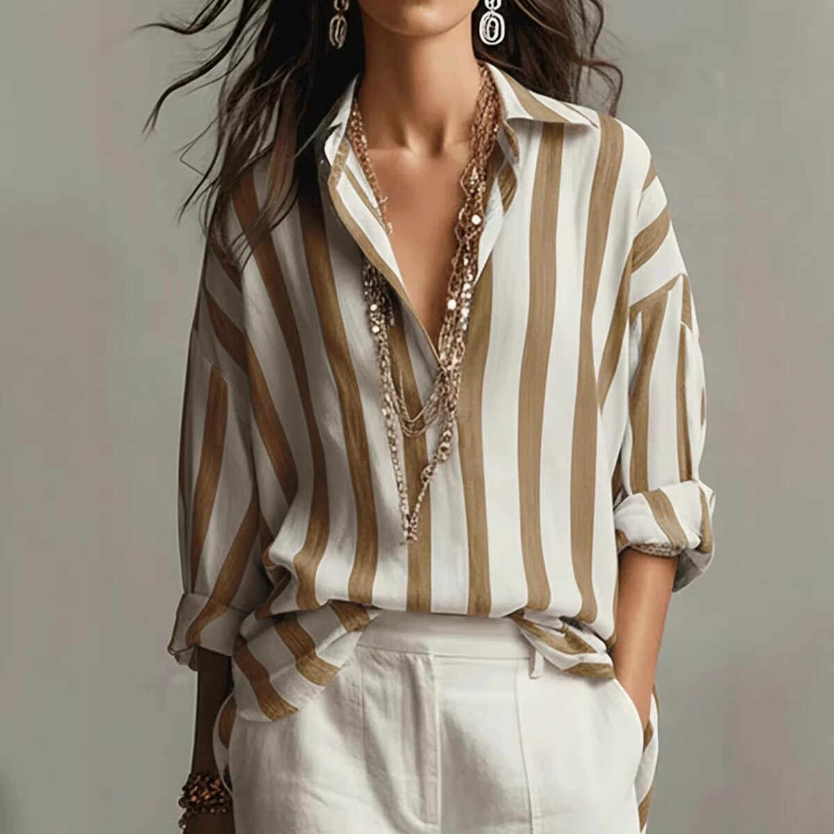 Oversized Striped Button-Down Shirt