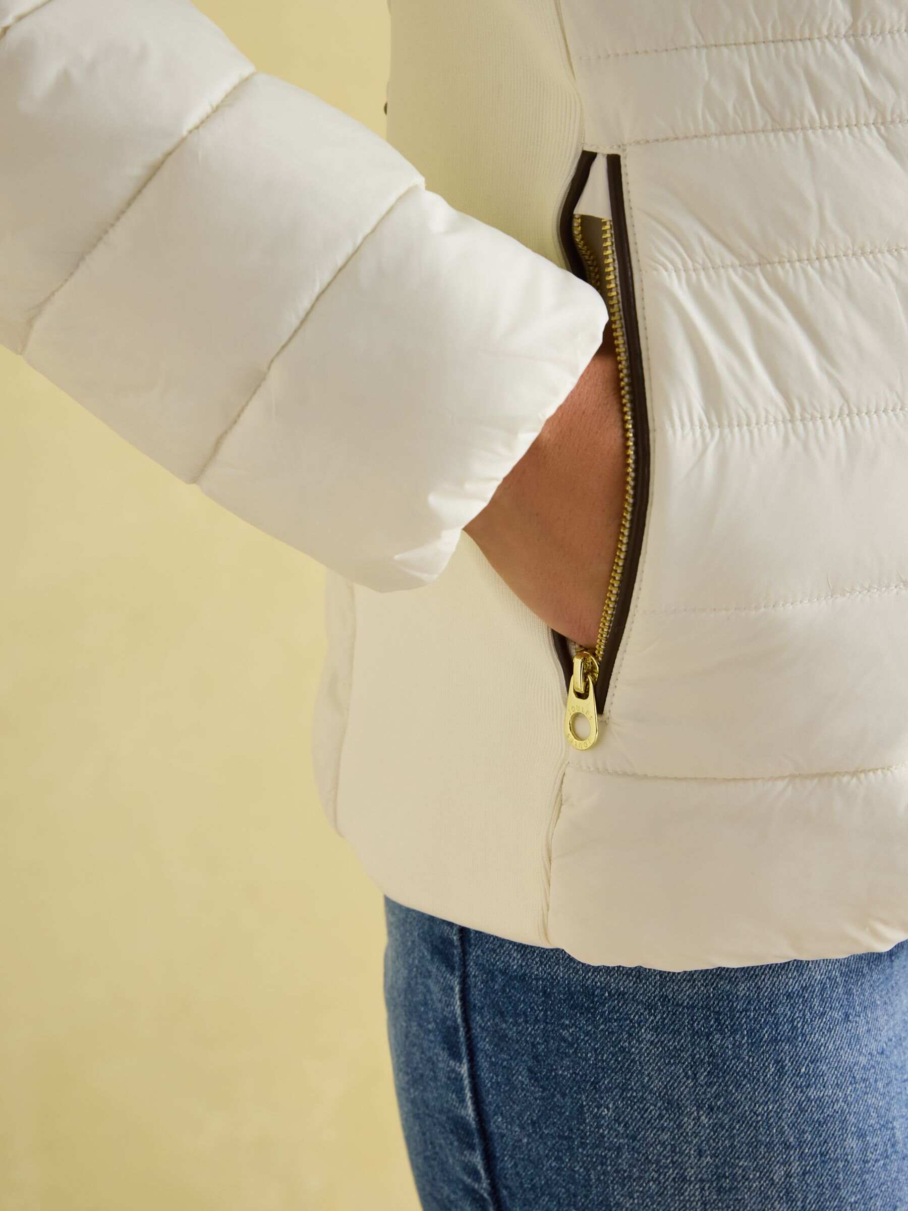 Beckley White Padded Showerproof Jacket with Faux Fur Trim
