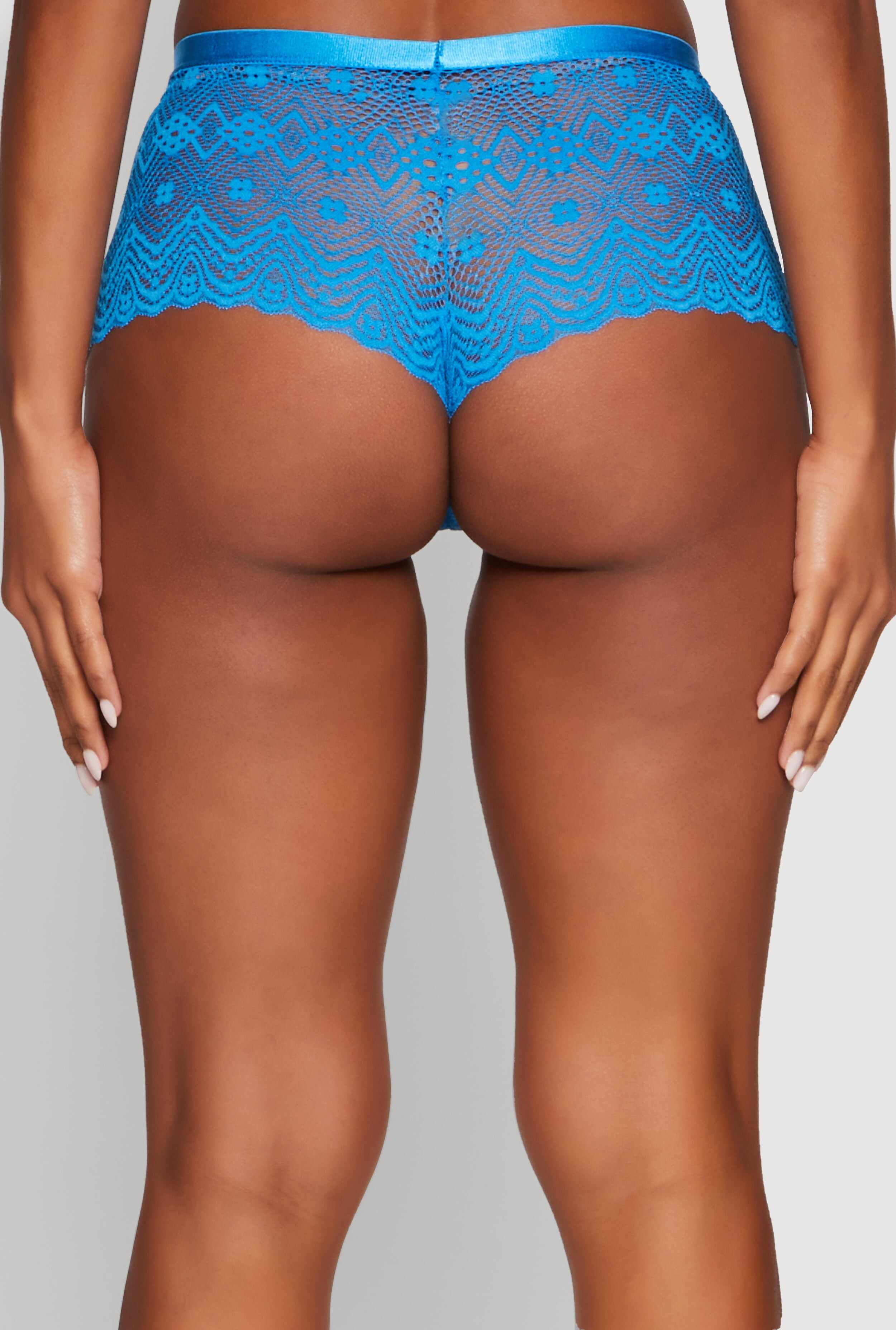 Trendy Scalloped Trim Patterned Lace Panty