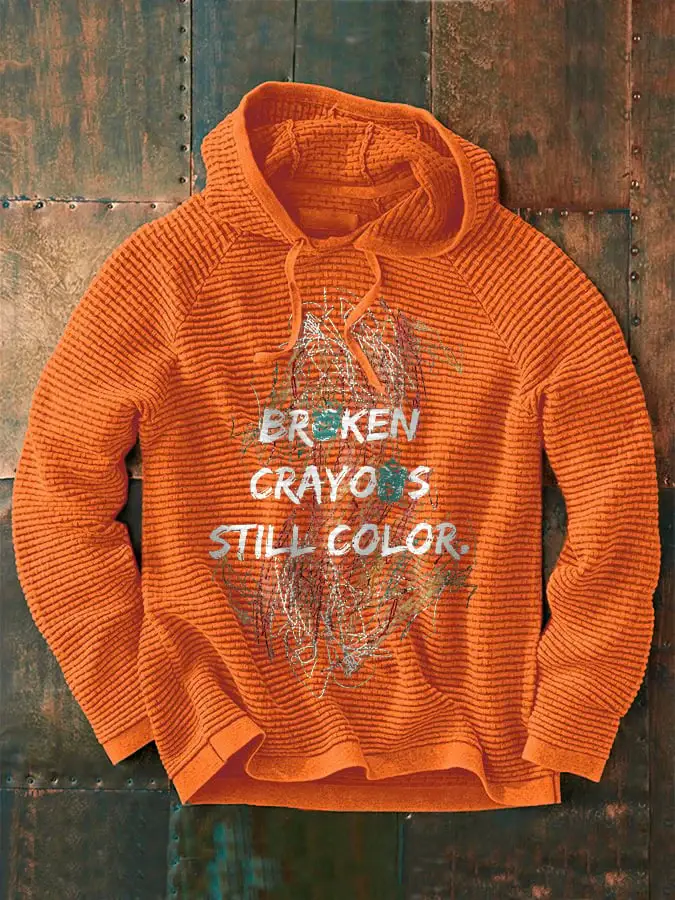 Retro Broken Crayons Still Color Print Hoodie