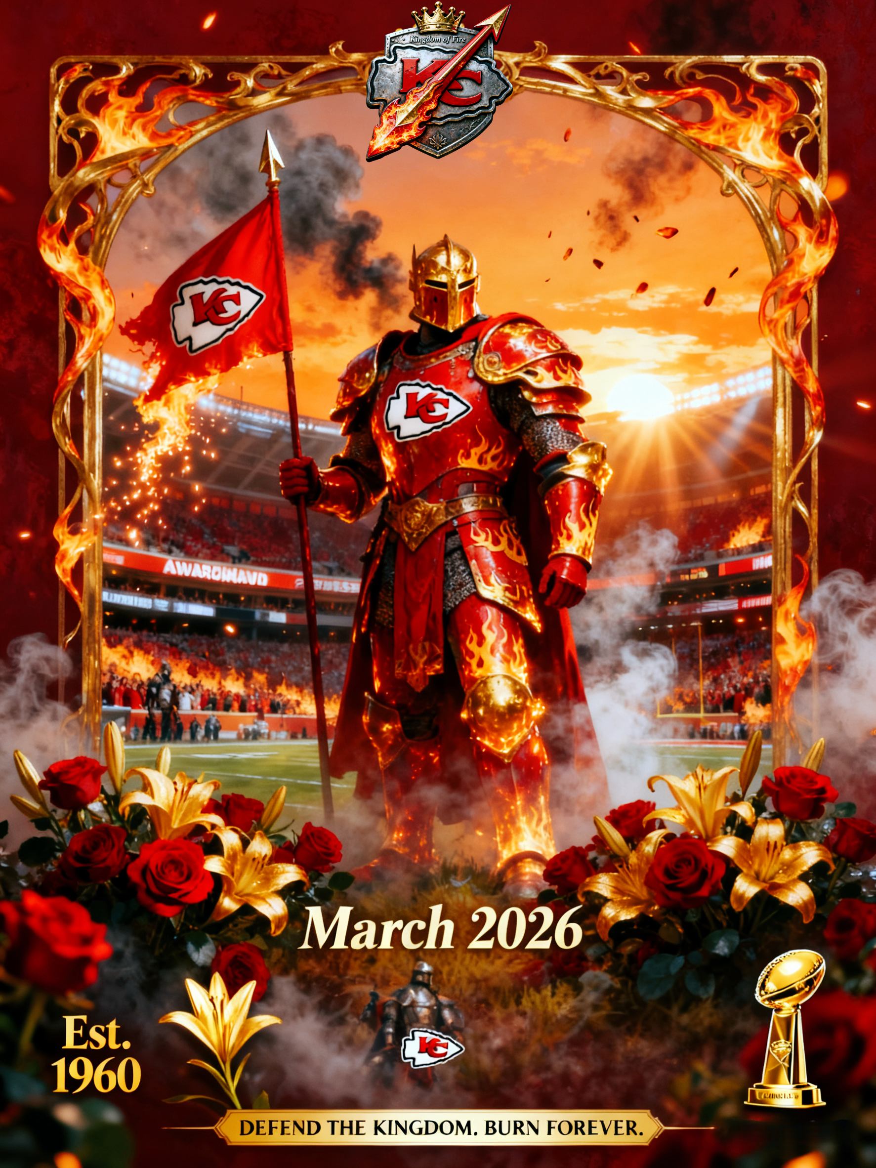🏈 Kingdom of Fire – Kansas City Chiefs 2026 Collector’s Calendar