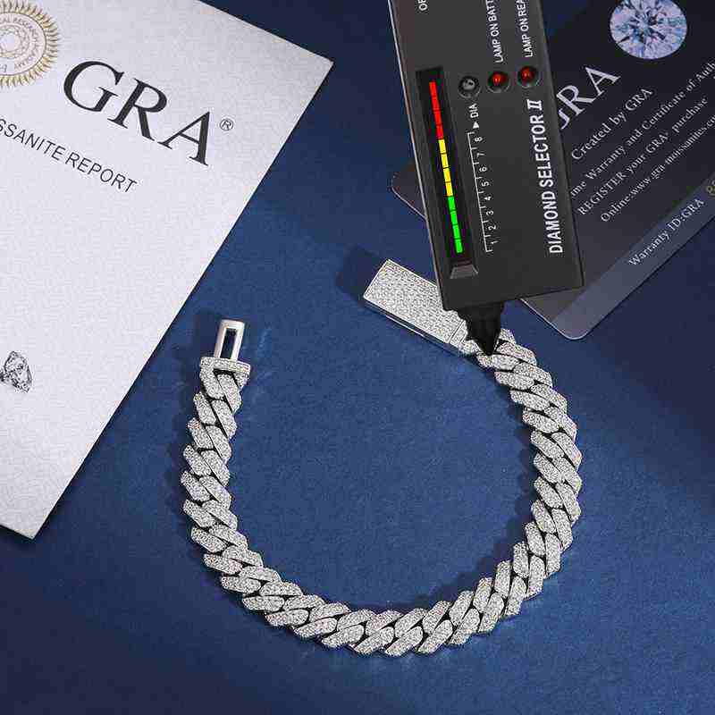 10mm S925 2 Rows Moissanite Cuban Link Bracelet