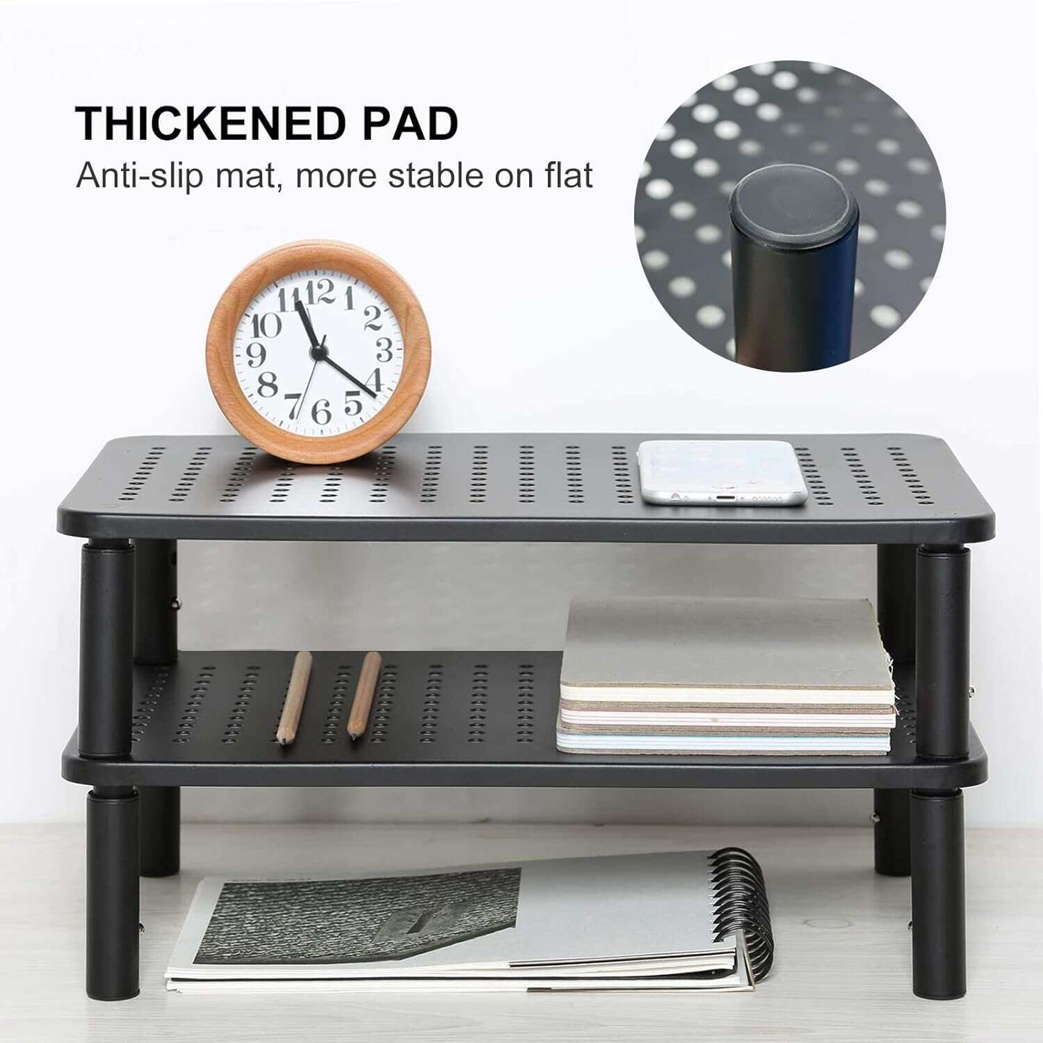 Computer Monitor Stand Riser,Monitor Riser for Laptop, Printer, Notebook and All Flat Screen TV Display with Vented Platform,3 Height Adjustable Laptop Riser,1 Pack,Black(MST003)