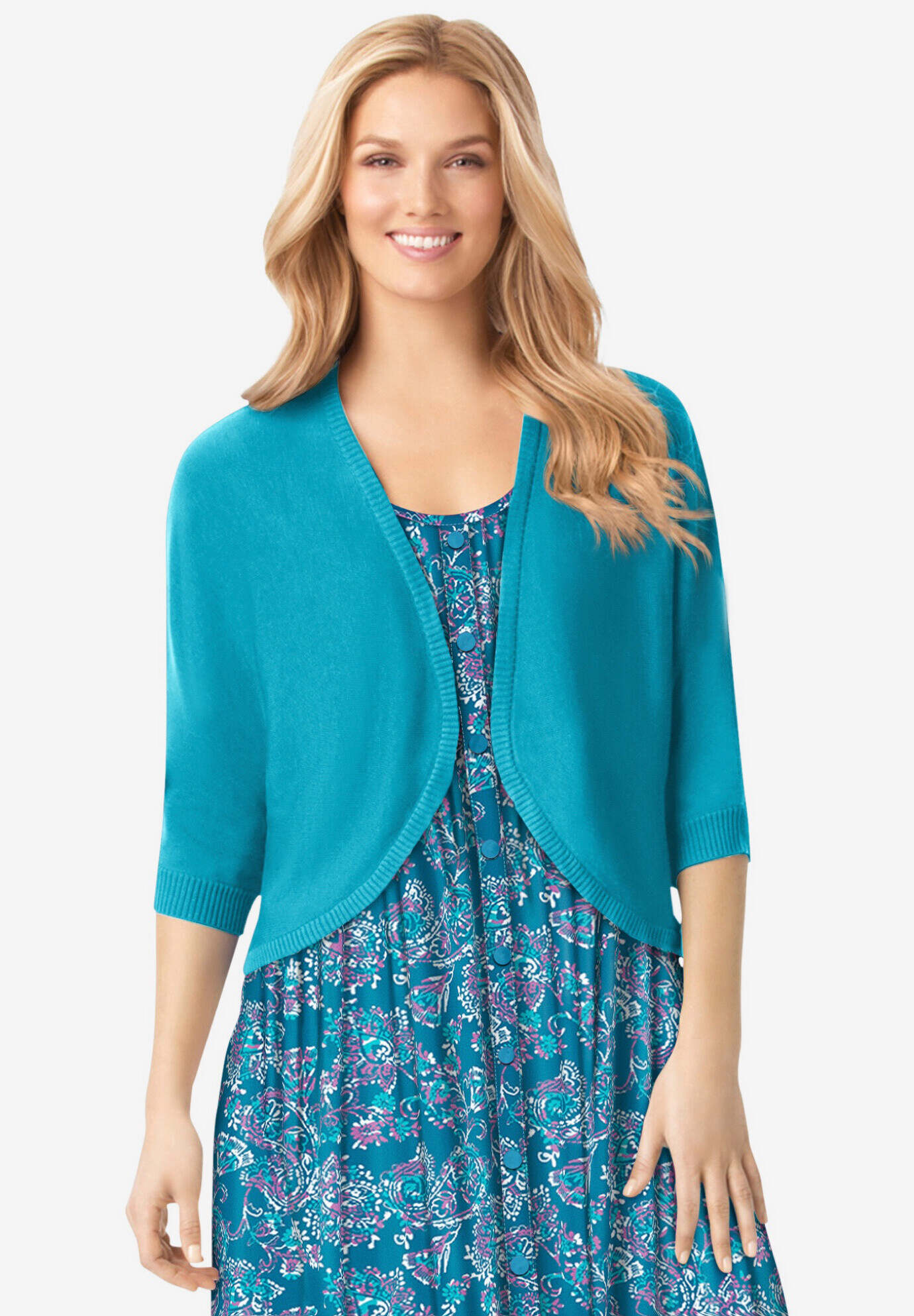 Rib Trim Cardigan Shrug