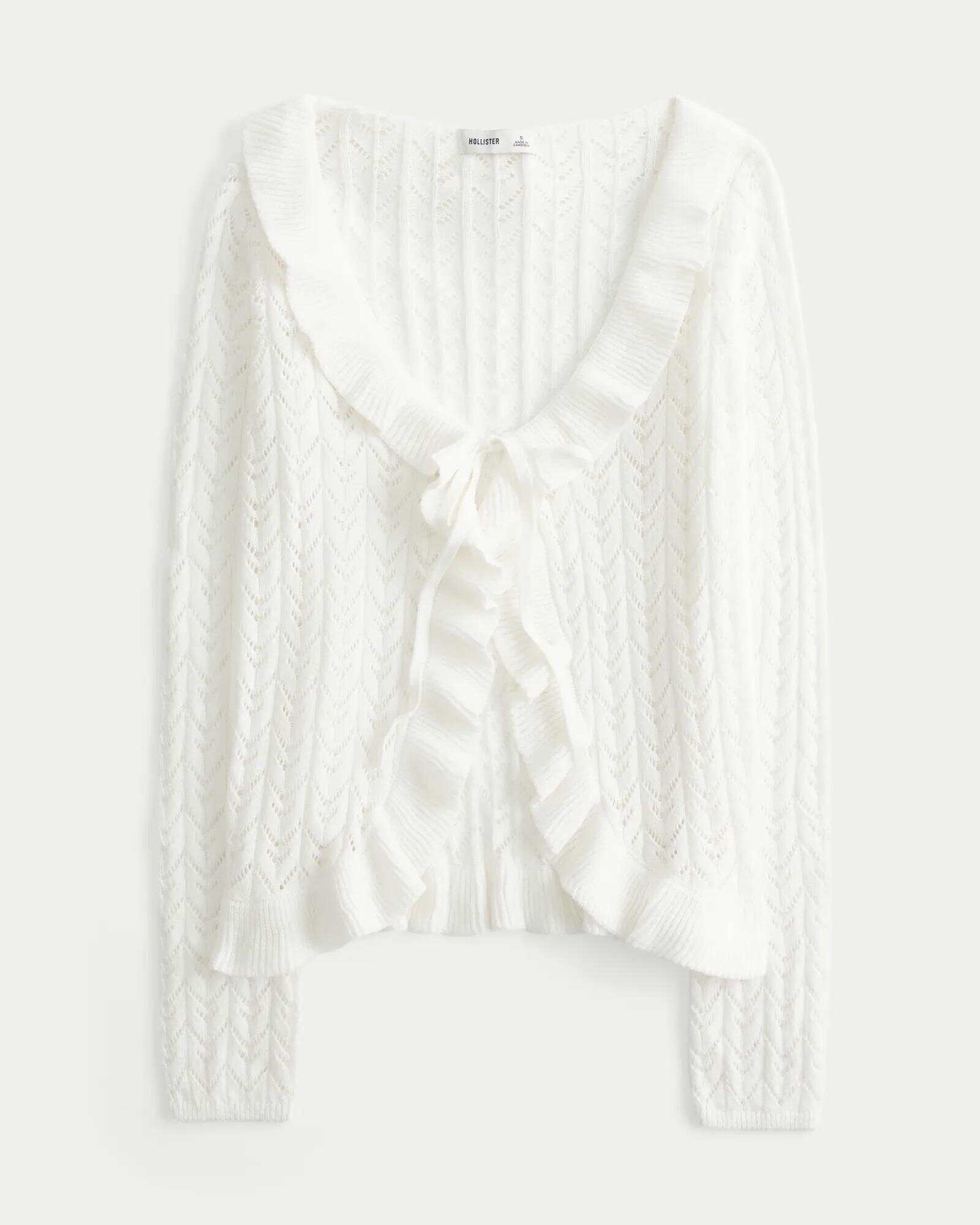 Ruffle Tie-Front Cardigan