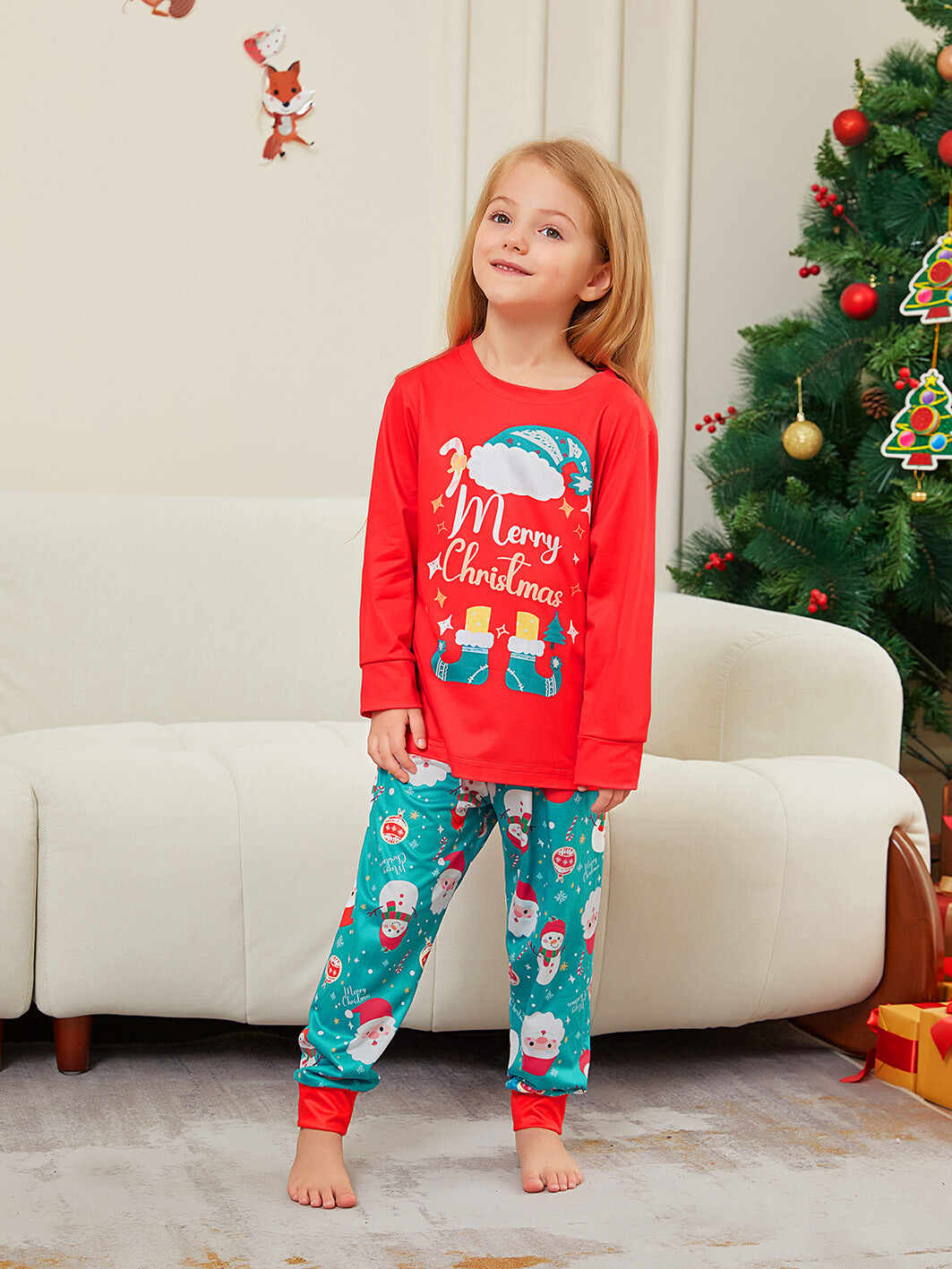 Family Parent-Child Christmas Shoes Santa Claus Pajamas Set