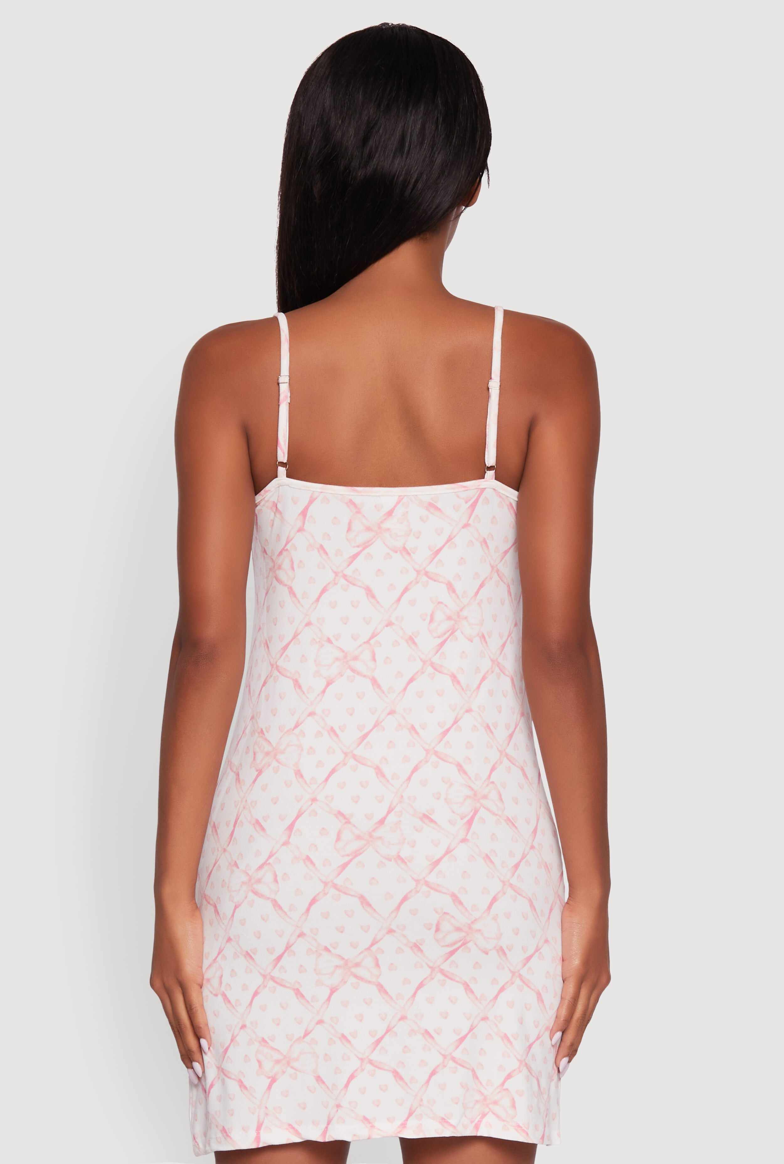 Bow Print Nightgown with Robe