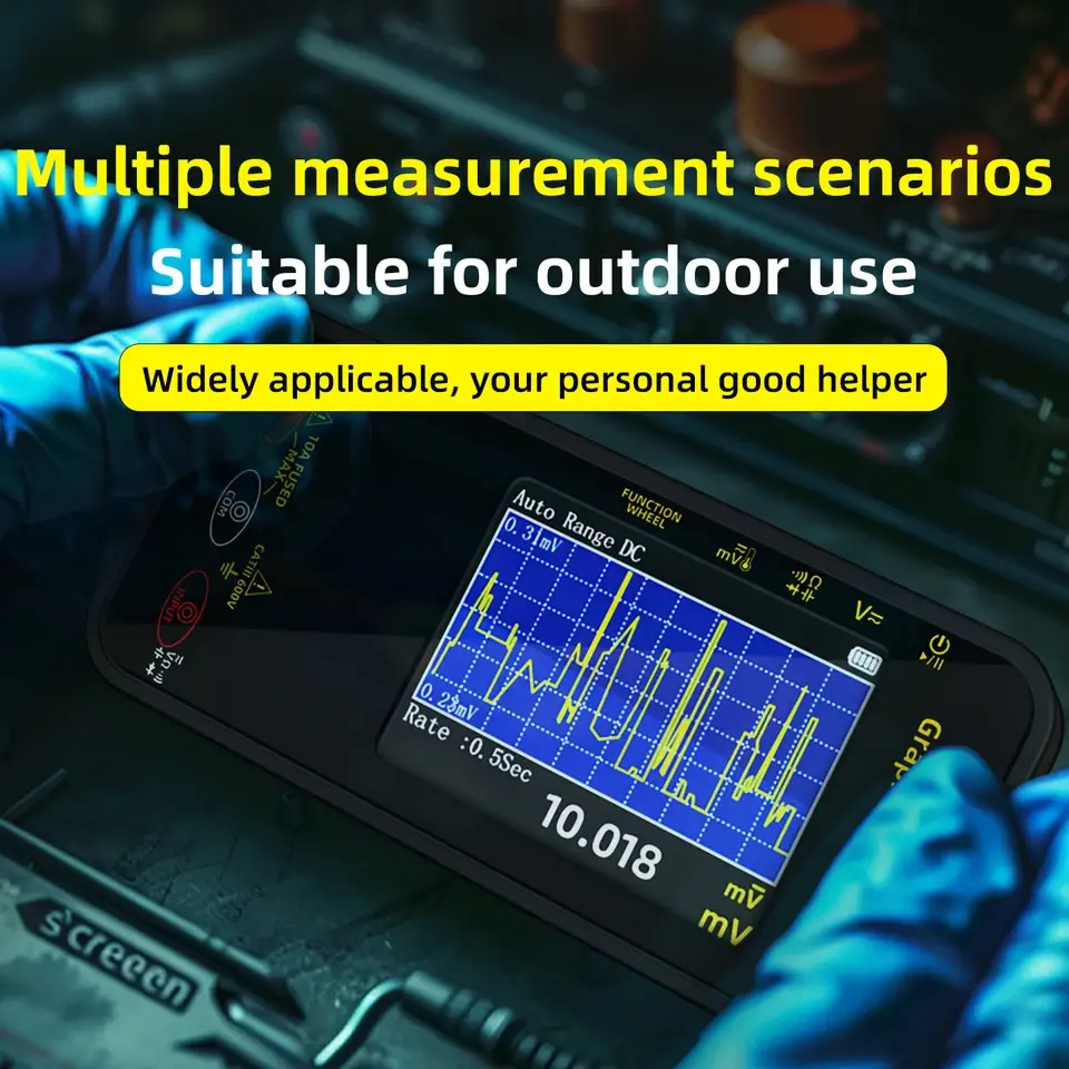 Intelligent Digital Multimeter, Voltage Waveform Recording, Temperature Testing, Current,  Screen Can  Rotated For Display