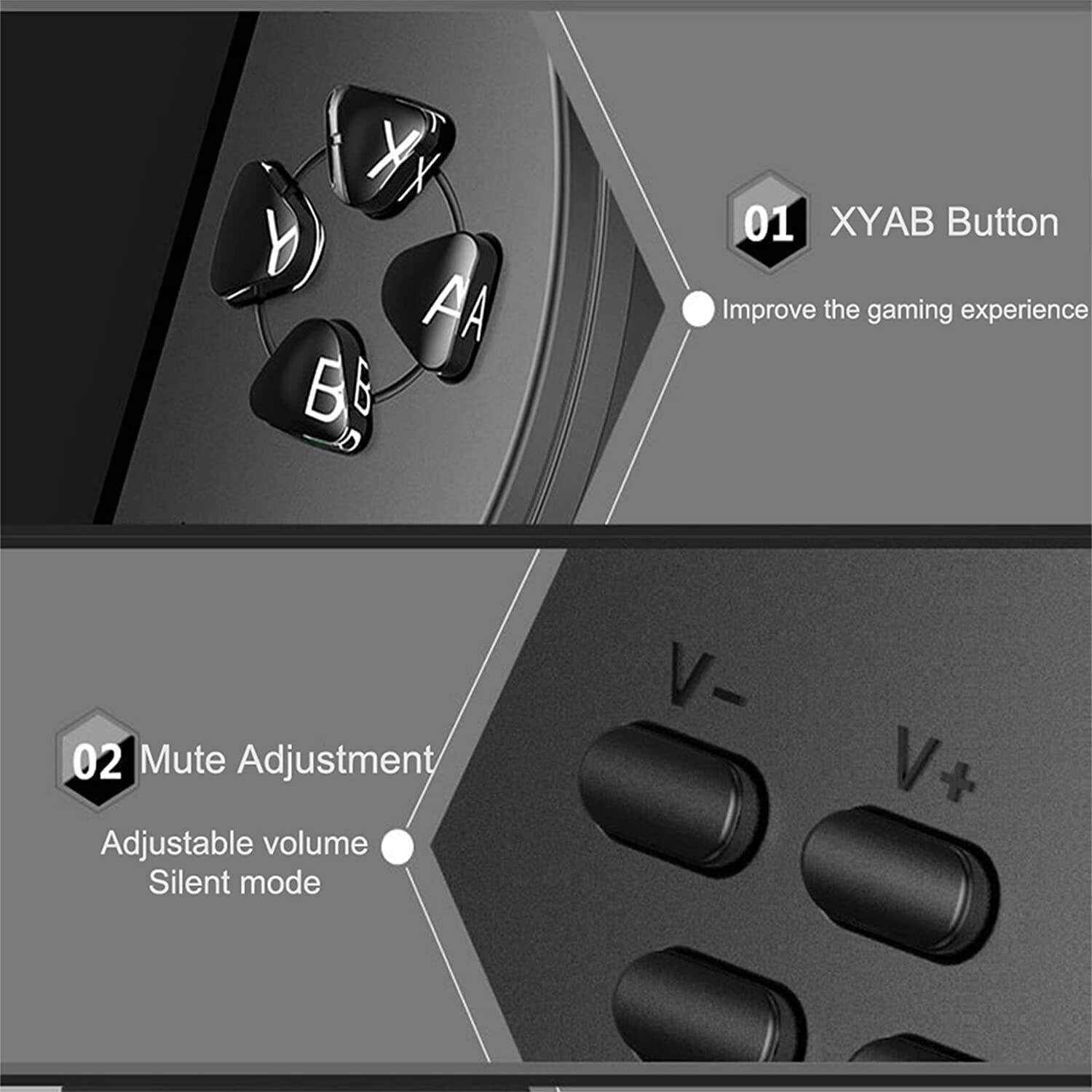 Built-in 1200 Games 4.3’’ HD Screen Retro Gaming System, Support TV Output, Portable Rechargeable Game Console with Dual Joystick, Best Gift for Kids and Adult
