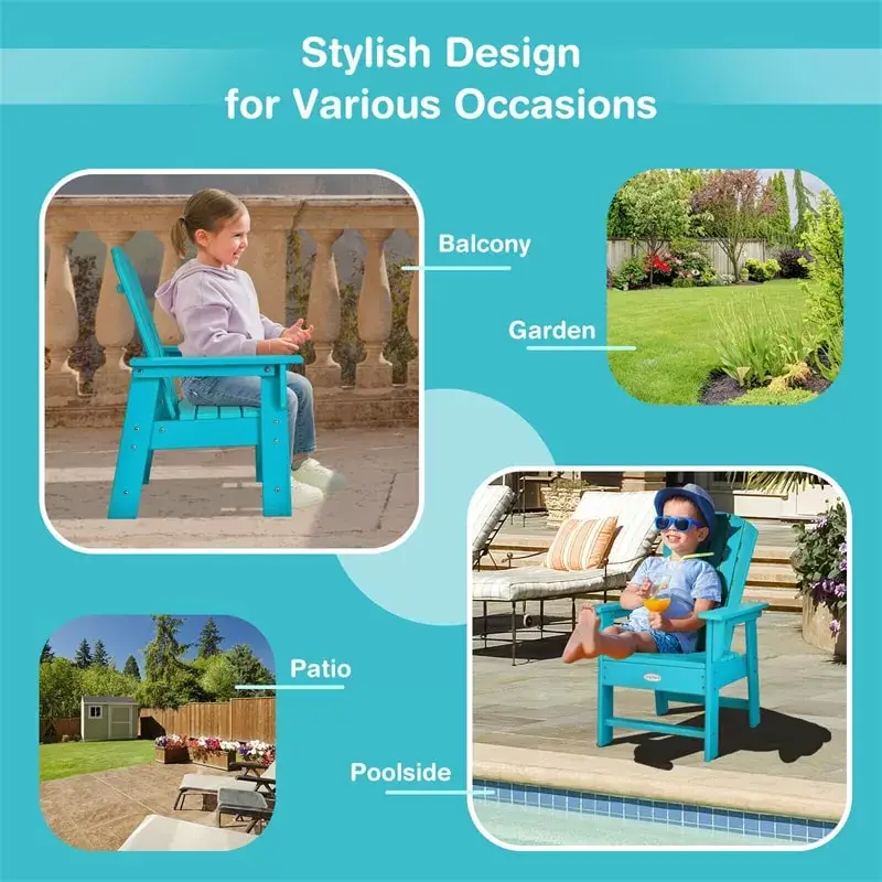 Patio Kids Adirondack Chair Outdoor Chair with Ergonomic Backrest