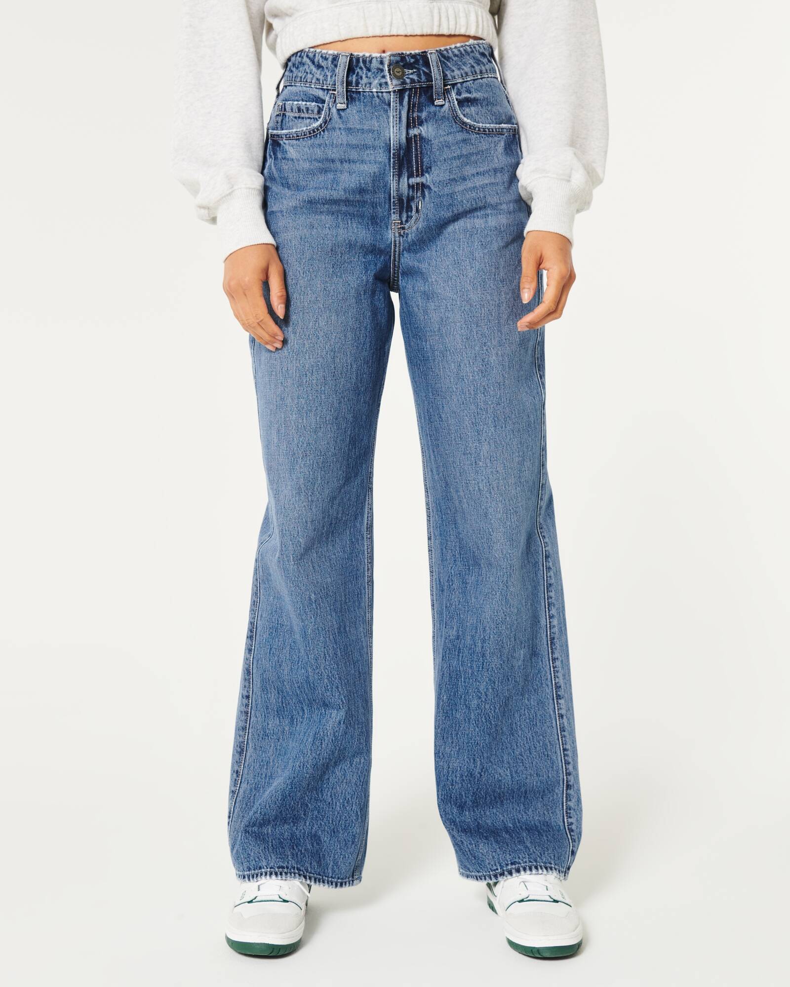 Ultra High-Rise Lightweight Light Wash Striped Baggy Jeans