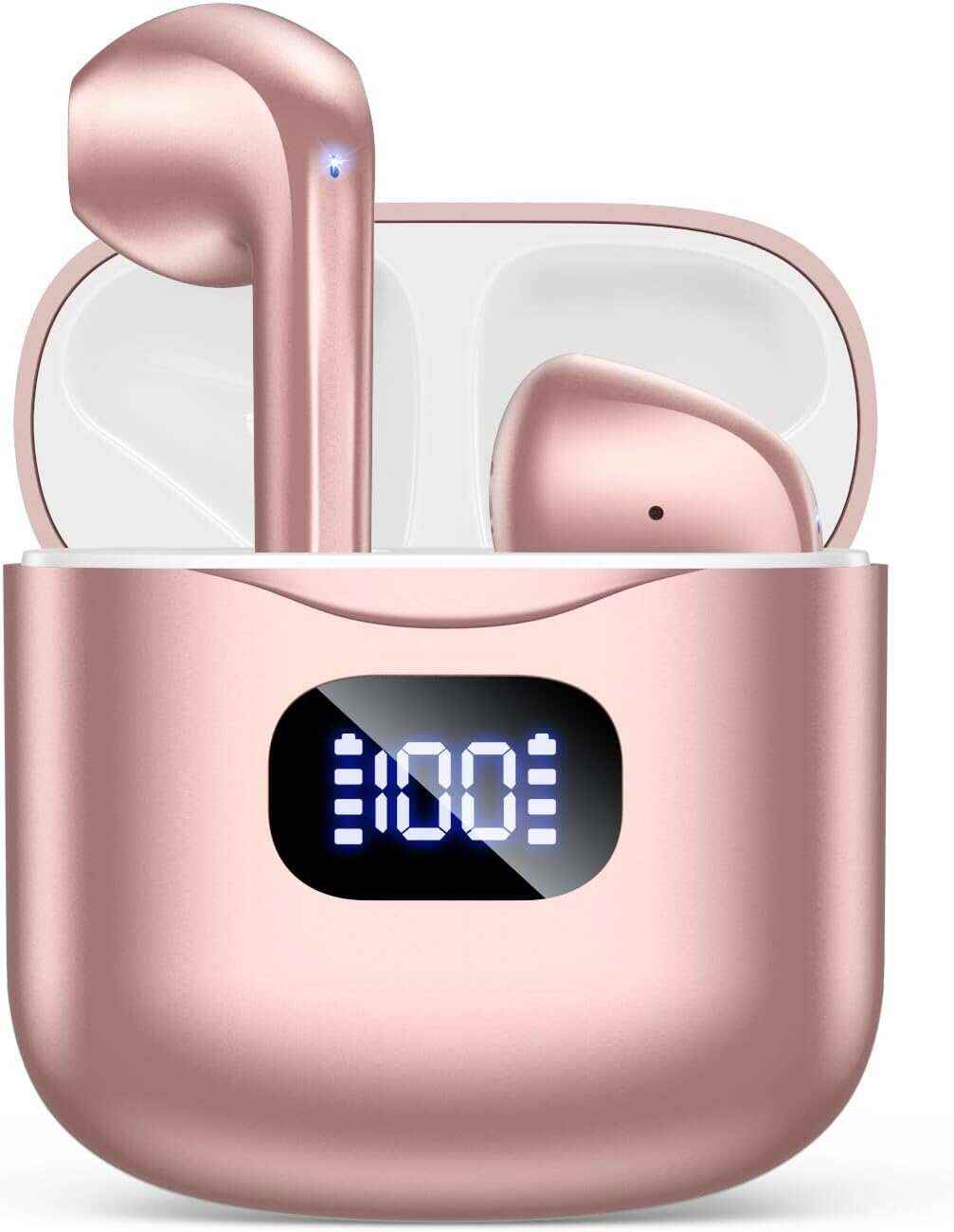 Wireless Earbuds, Bluetooth 5.3 Headphones 40Hrs Playtime with Charging Case, IPX5 Waterproof Stereo in-Ear Earphones with Microphone for iOS Android Cell Phone Sports Workout, Black