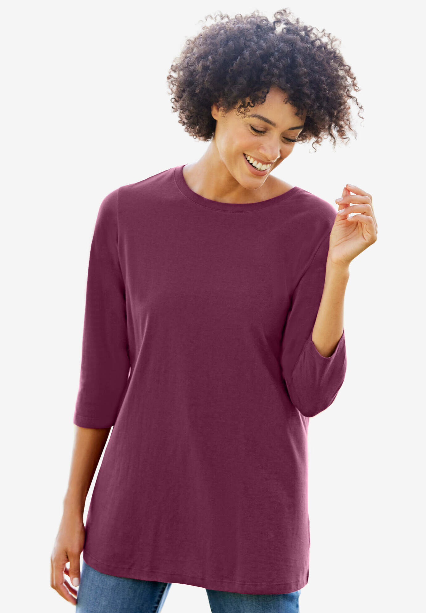 Perfect Three-Quarter Sleeve Crewneck Tee