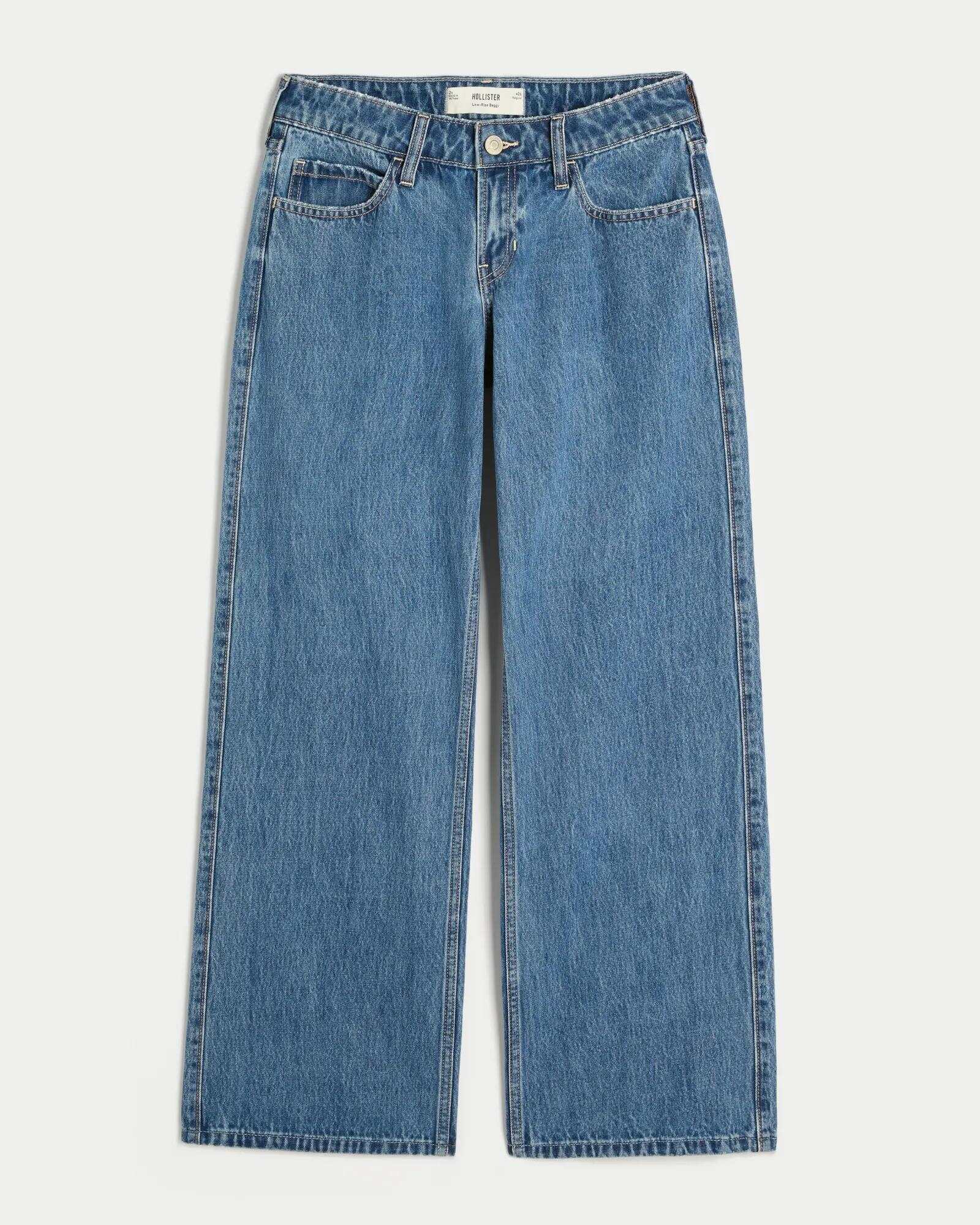 Low-Rise Dark Wash Baggy Jeans