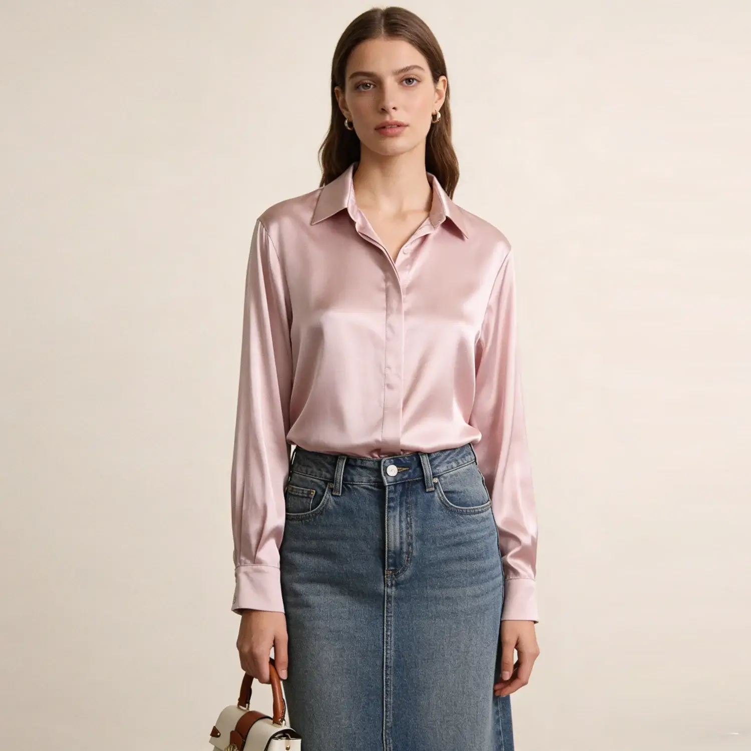 Women's Washable Stretch Silk Square Neck Blouse