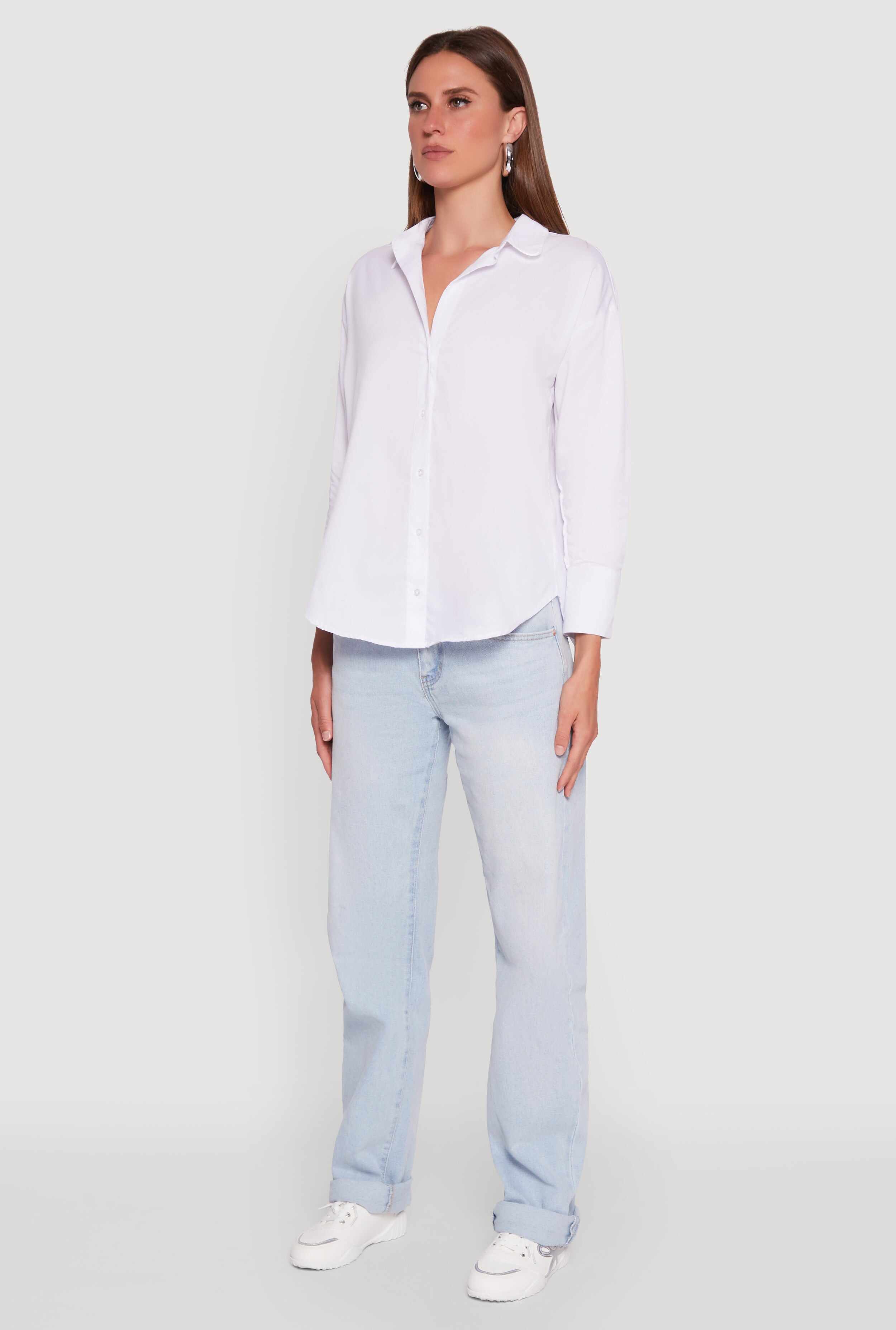 Classic Fit Button Front Long Sleeve Shirt